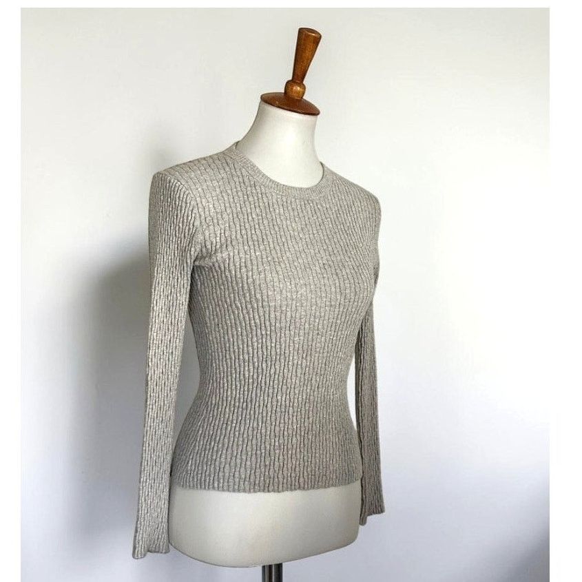 Enza Costa Enza Costa Cotton Cashmere Ribbed Knit Long Sleeve Top M Size M / US 6-8 / IT 42-44 - 2 Thumbnail