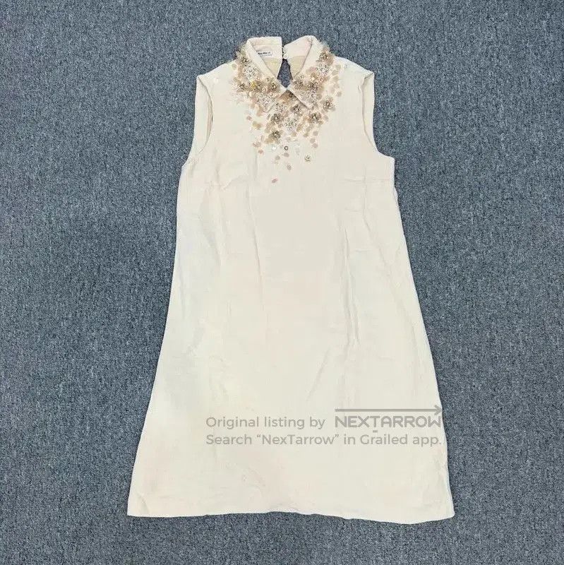 Miu Miu Sleeveless Dress with Embellished Collar .
