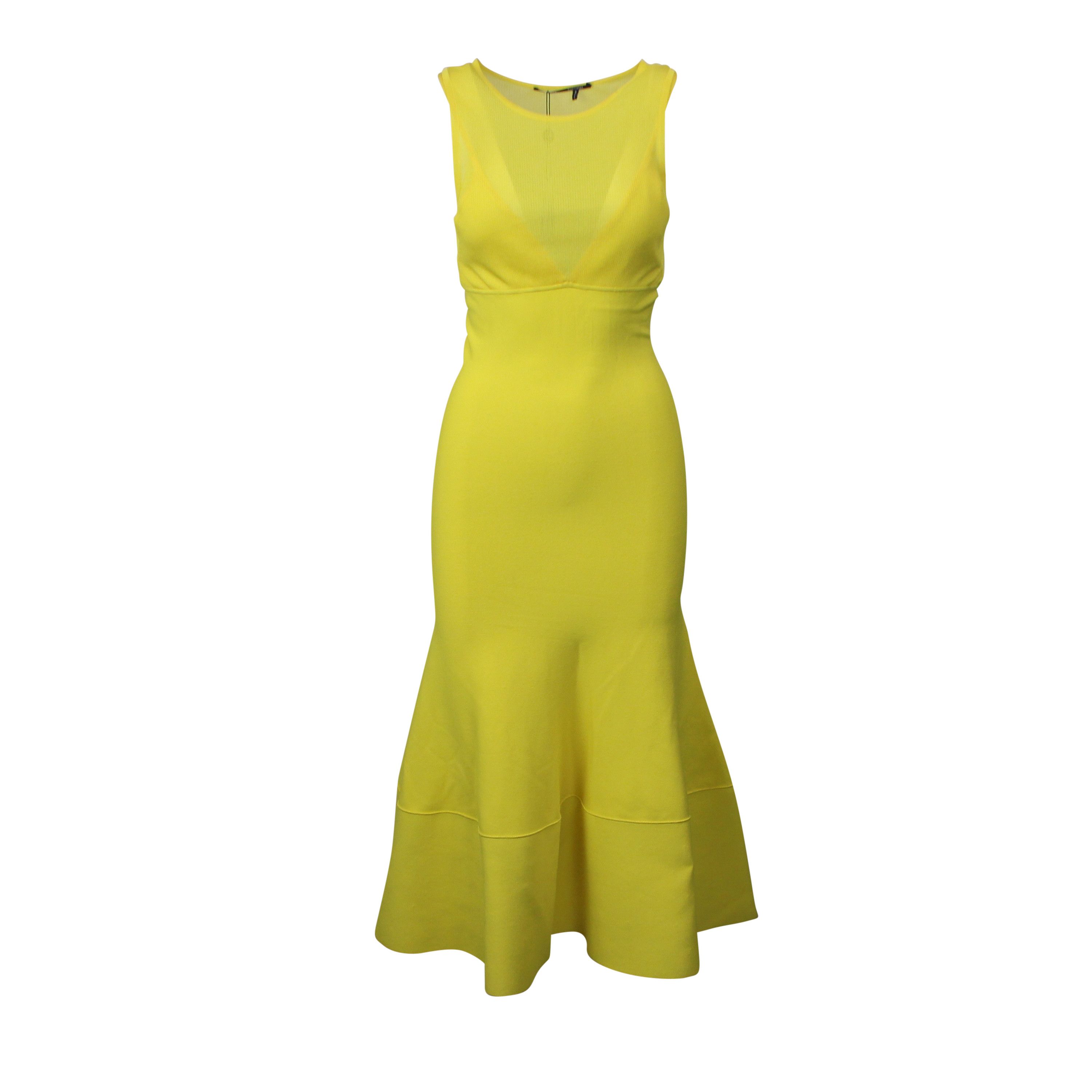 image of Proenza Schouler Yellow Long Sleeveless Knit Dress Size S, Women's