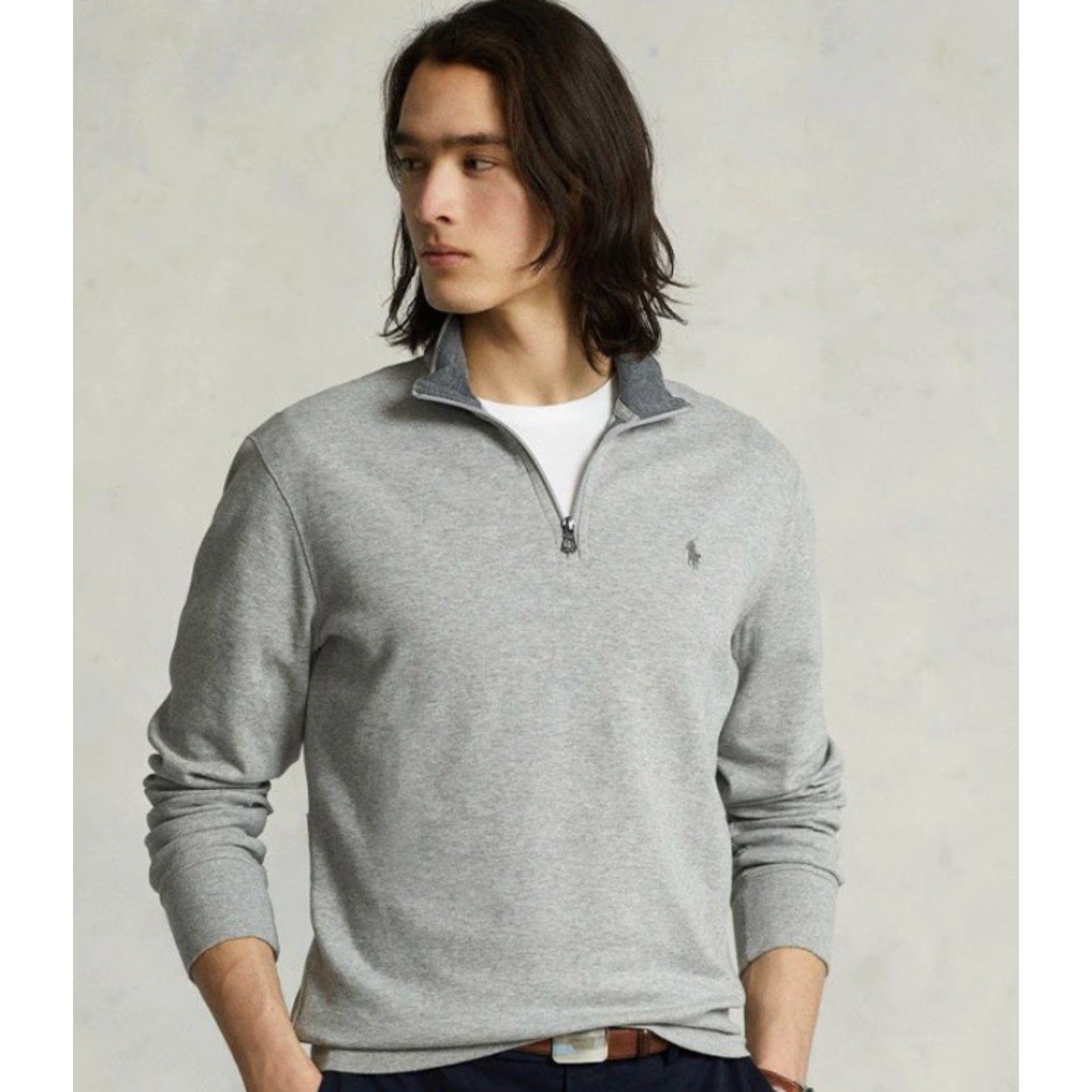 Ralph Lauren VINTAGE NWT Polo Ralph Lauren Luxury Jersey Quarter-zip Pullover Mens L Gray Sweater Size US L / EU 52-54 / 3 - 4 Thumbnail