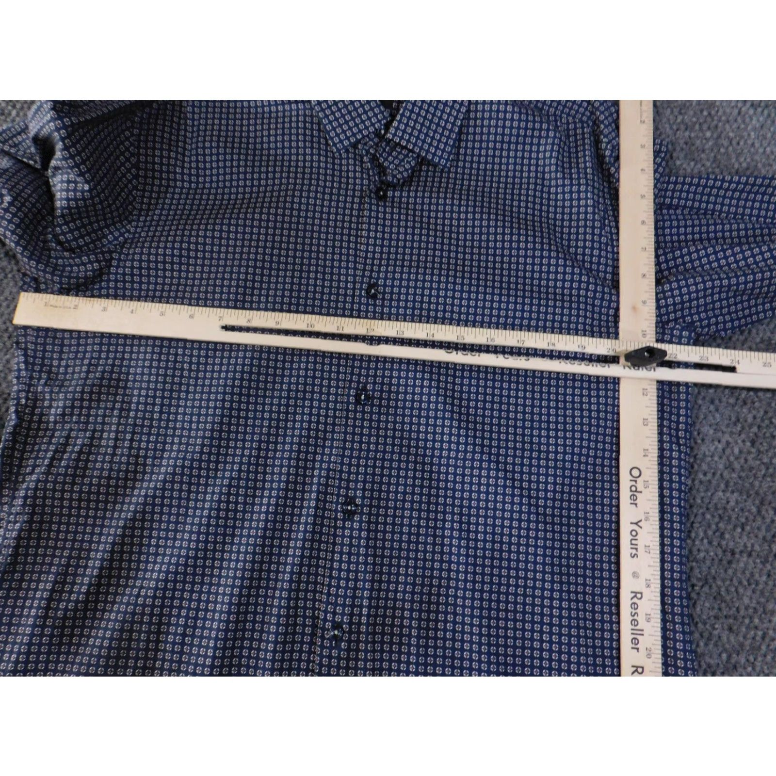 Vintage BOSS Shirt Mens XL Navy Blue Slim Fit Stretch Made in Italy Dress Button Down Size 46R - 5 Thumbnail
