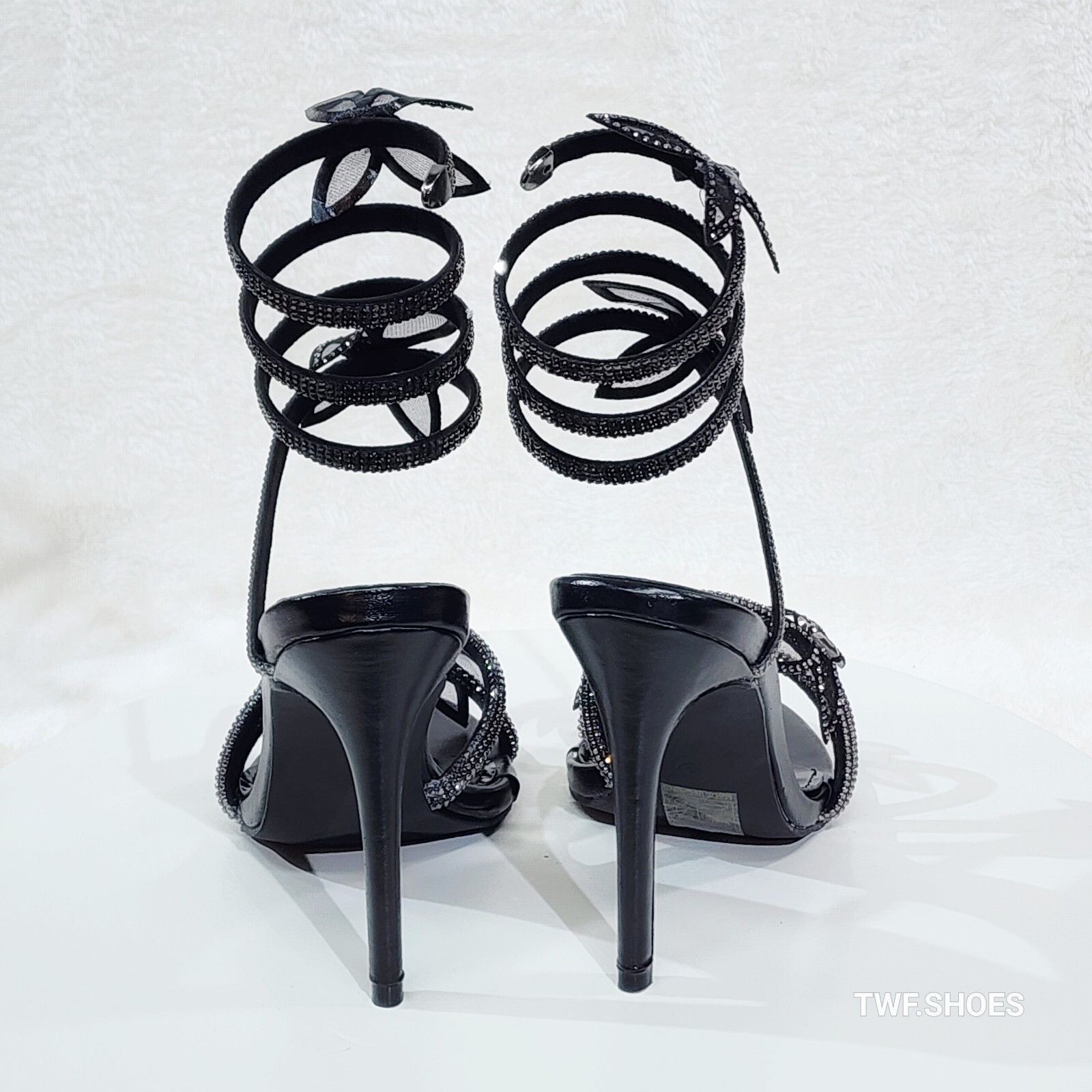 Other Fly Girl 2 Black Upper Rhinestone Butterfly Wrap Strap 4" St Size US 7 / IT 37 - 4 Thumbnail