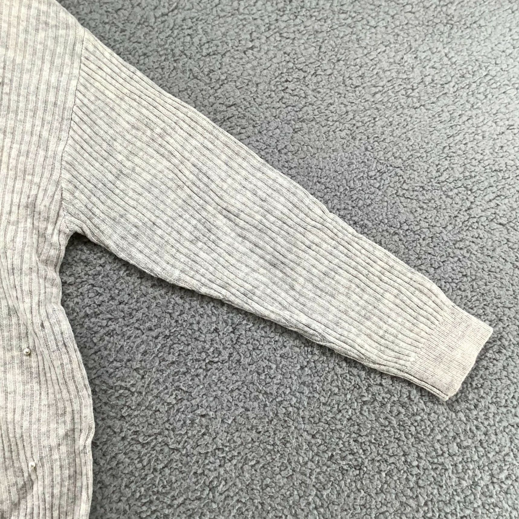 Vintage Bonita Ribbed Pearl Sweater Womens M Wool Blend Gray Boat Neck Pullover Size M / US 6-8 / IT 42-44 - 5 Thumbnail