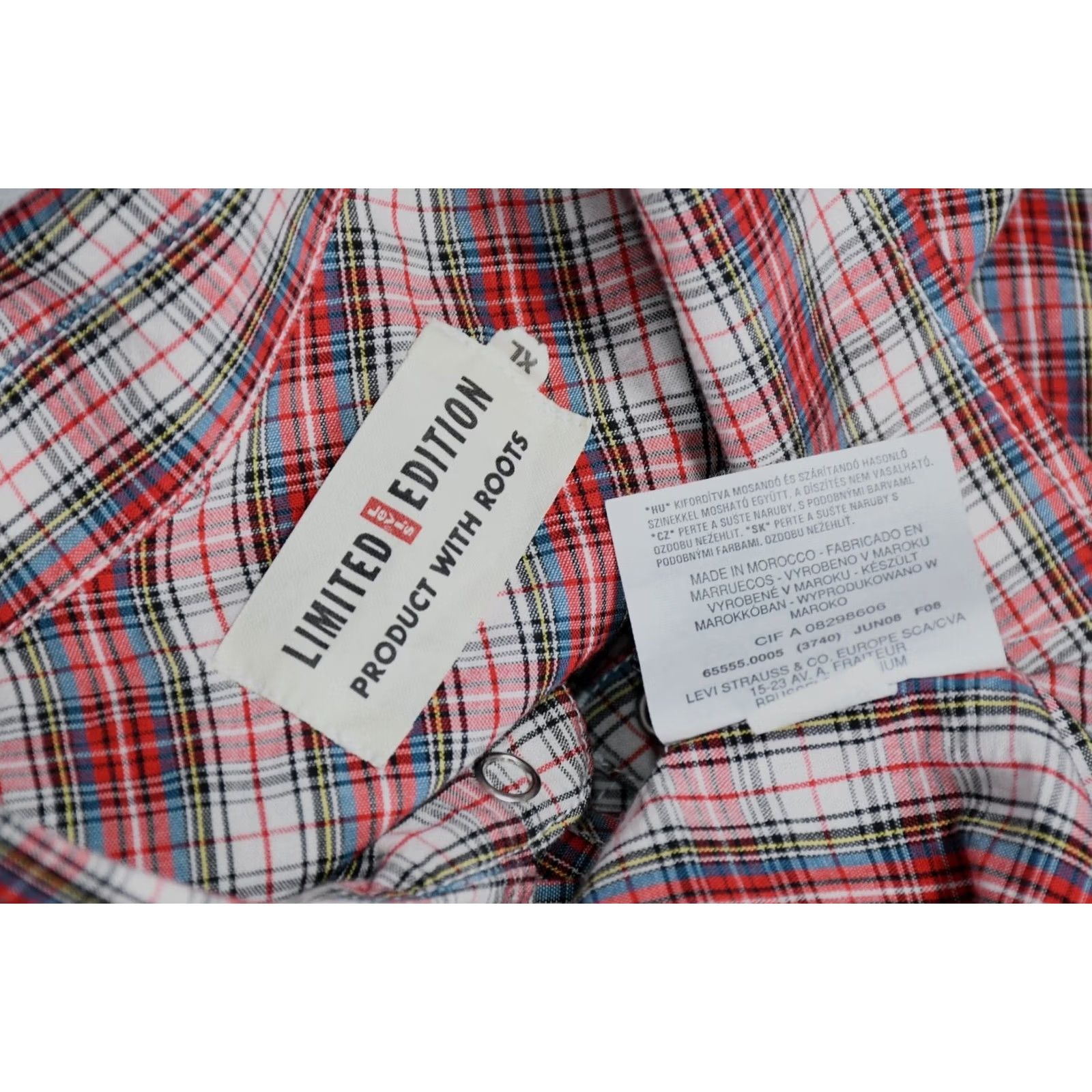 Levi's Levi's Limited Edition Western Shirt Mens XL Button-Up, Plaid, Cotton, Multicolor, Casual, Regular Fit, Hoodie? Size US XL / EU 56 / 4 - 8 Thumbnail