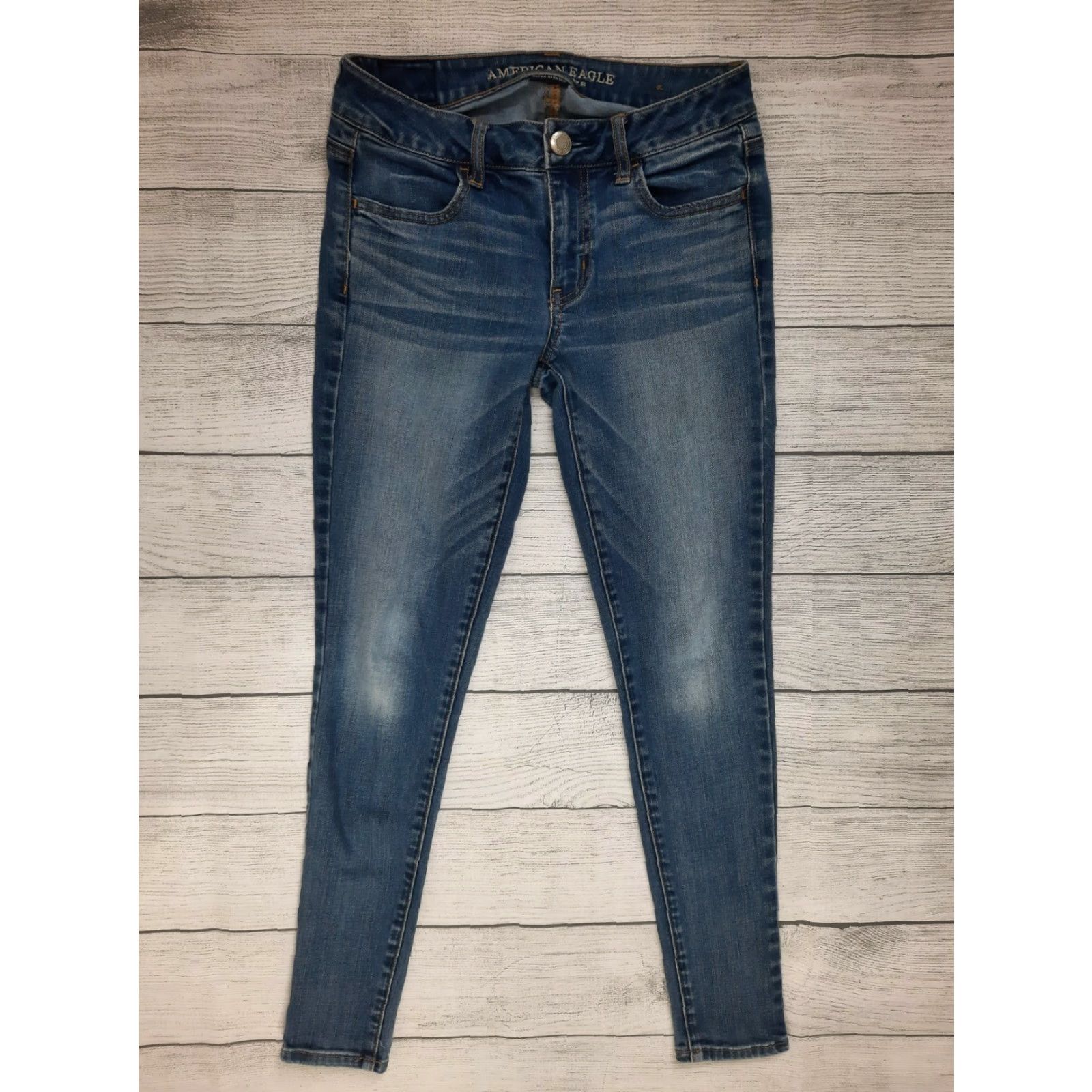 American Eagle Outfitters VINTAGE American Eagle Outfitters AE Skinny Stretch Denim Crop Jeans Jegging Women 4 m4 Jeans Blue Low Rise 8 Zip Inseam 26 Womens Size 27" / US 4 / IT 40 - 5 Thumbnail
