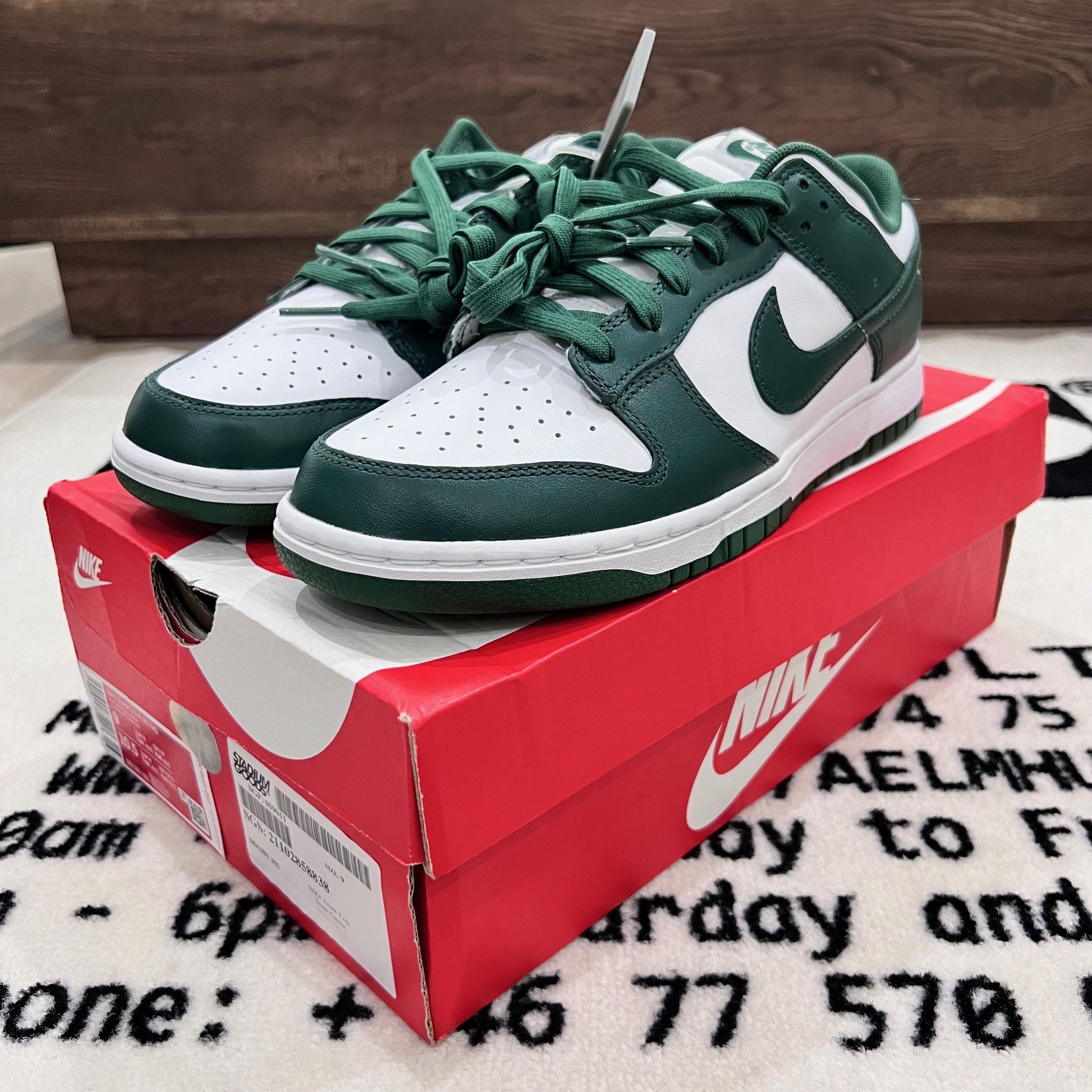 Nike Nike Dunk Low Retro White Green Michigan State - 9us Men Size US 9 / EU 42 - 1 Thumbnail