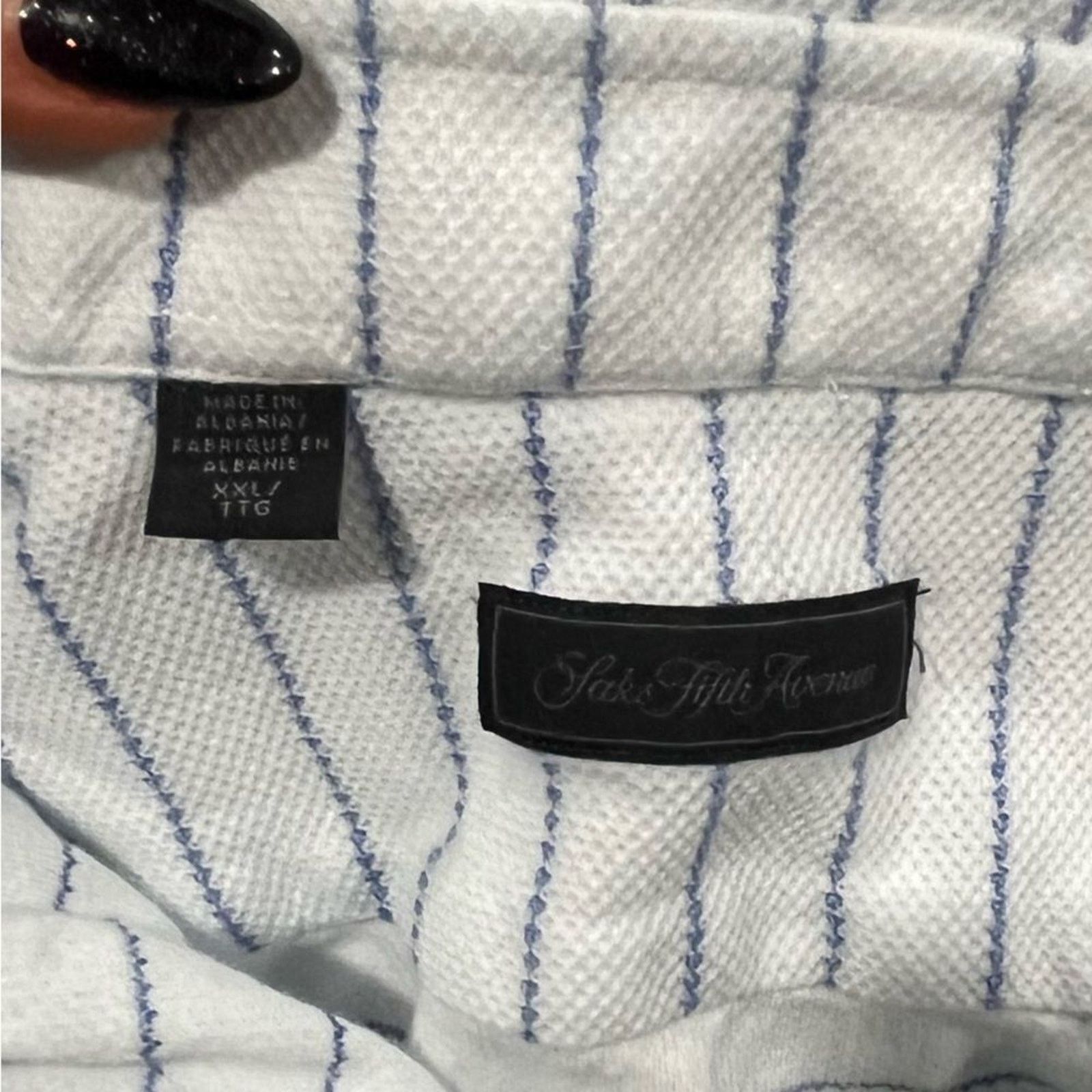 Saks Fifth Avenue Saks Fifth Avenue Mens XXL Polo Shirt Striped Short Sleeve Size US XXL / EU 58 / 5 - 3 Thumbnail