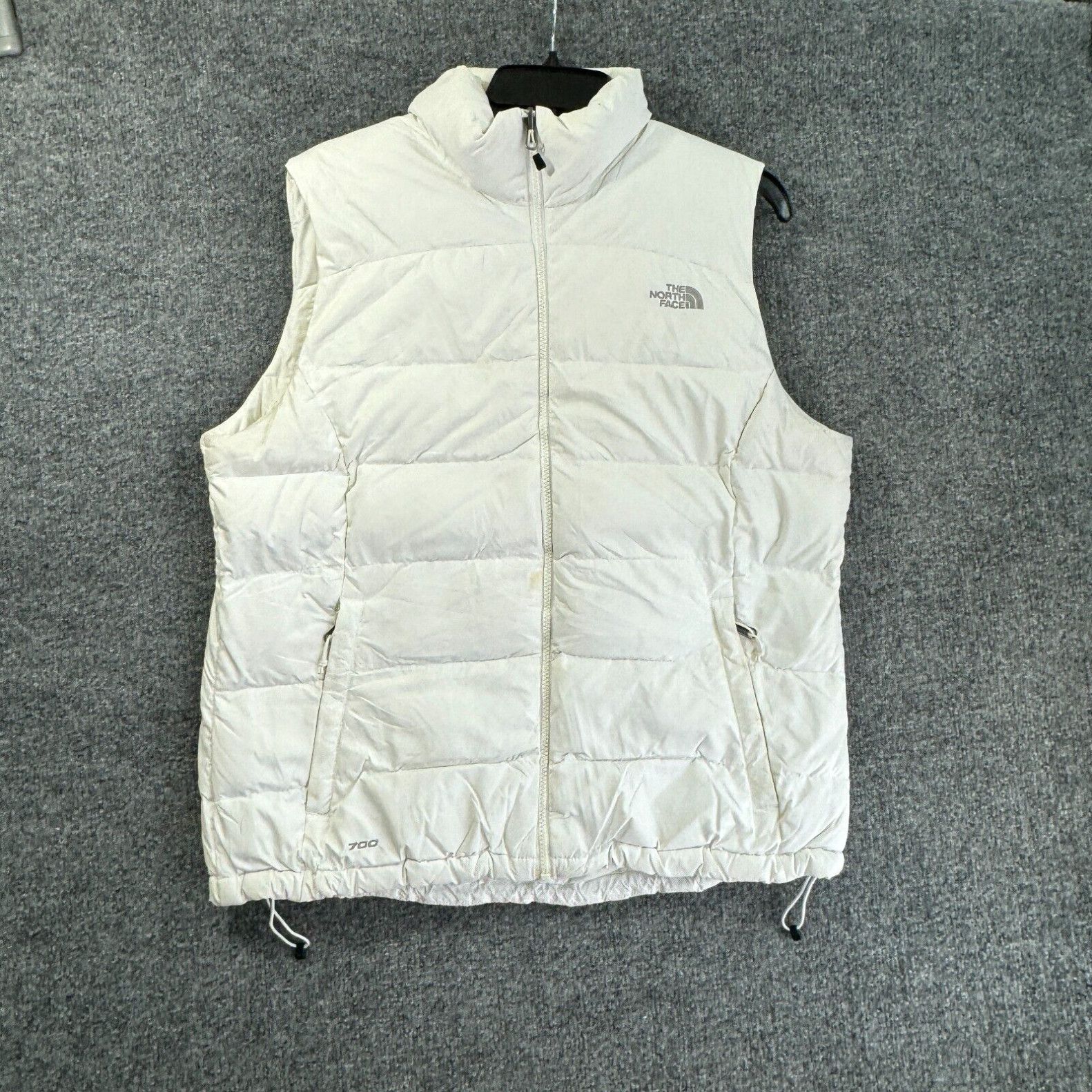 The North Face womens medium 700 shops down insulated vest jacket white puffer coat