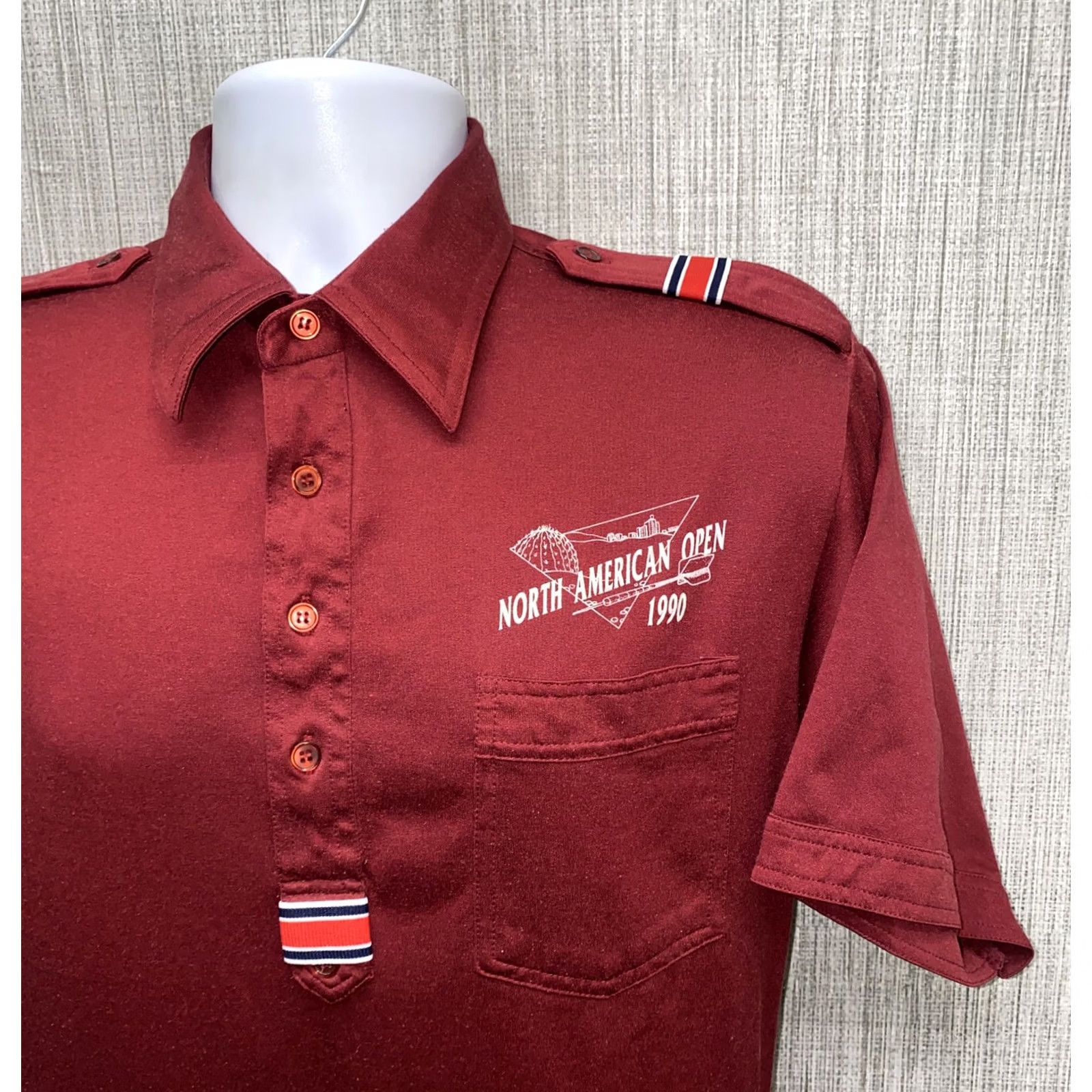 Vintage Boardwalk Polo Shirt Mens Red Polyester Blend Golf North American Open 20 in Armpit Size L Size US L / EU 52-54 / 3 - 2 Thumbnail