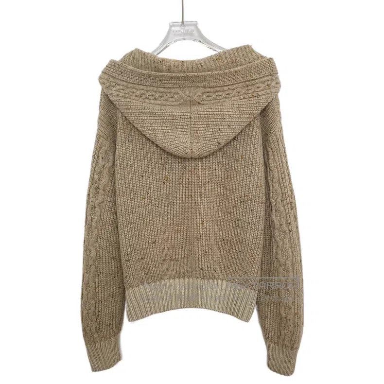 Hermes Hermes Off-white twisted cashmere hooded single-breasted l Size XXS / US 00 / IT 34 - 2 Thumbnail
