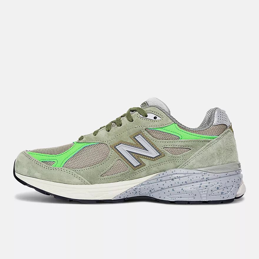 New Balance × Patta o1mle0426 990v3 Low-Top Sneakers in Olive Green Size US 5.5 / EU 38 - 3 Thumbnail