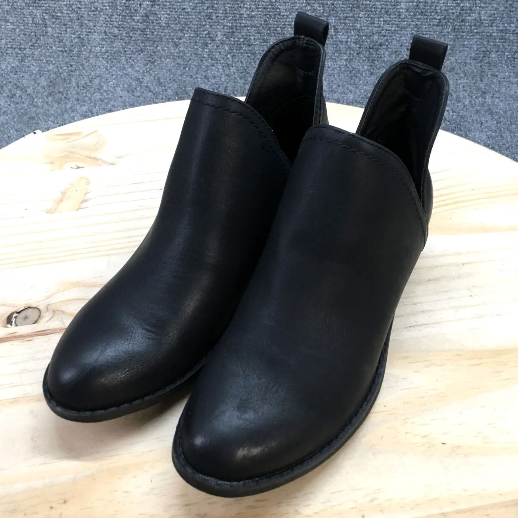 Vintage Universal Thread Boots Womens Ankle Booties 6.5 Black Faux Leather Pull On Nora Boot Size US 7 / IT 37 - 3 Thumbnail