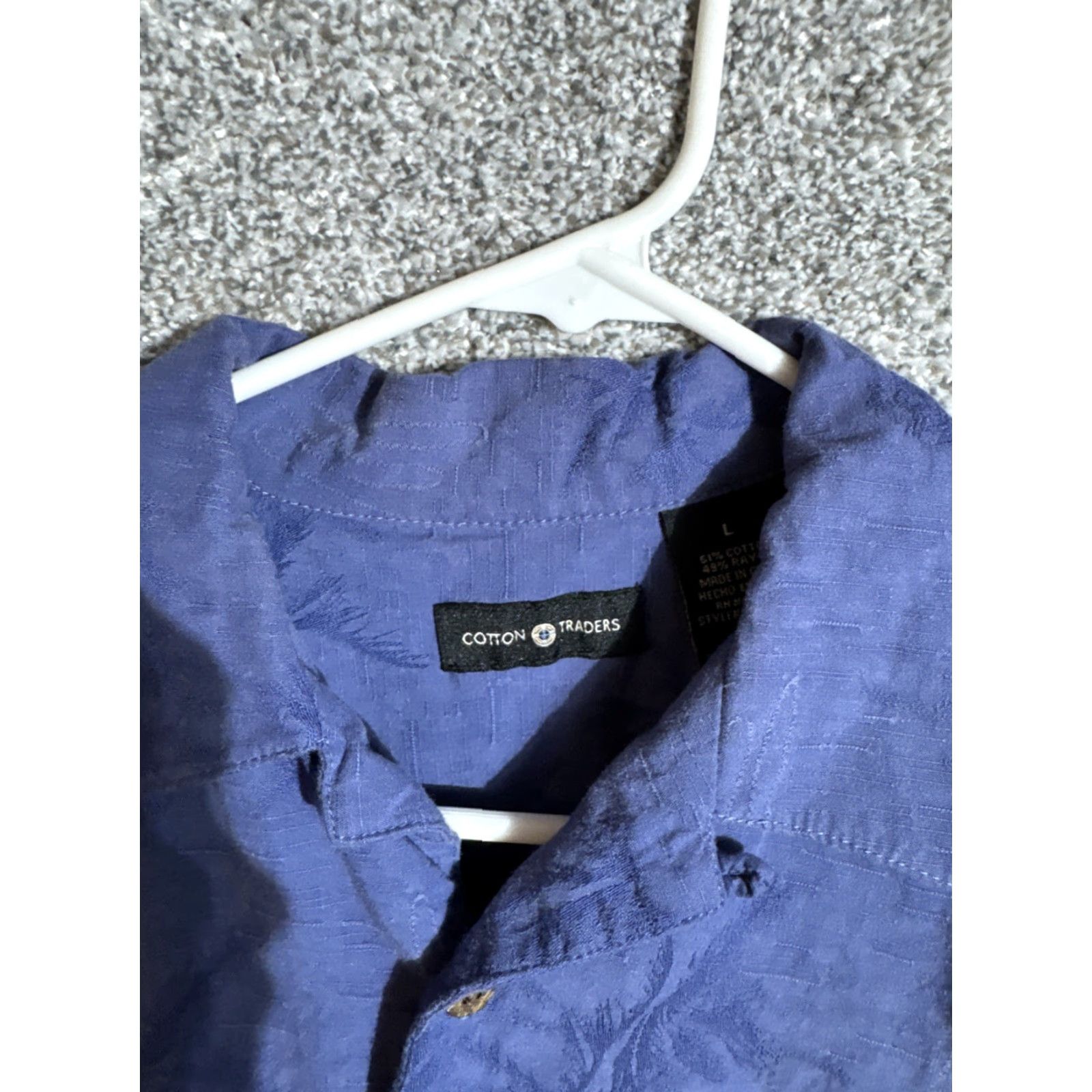 Cotton Traders Cotton Traders Tropical Button Up Shirt Mens L Blue Palm Leaf Jacquard Cotton/Rayon Short Sleeve Button-Up Casual Vintage: No Womens/Mens? Size US L / EU 52-54 / 3 - 5 Thumbnail