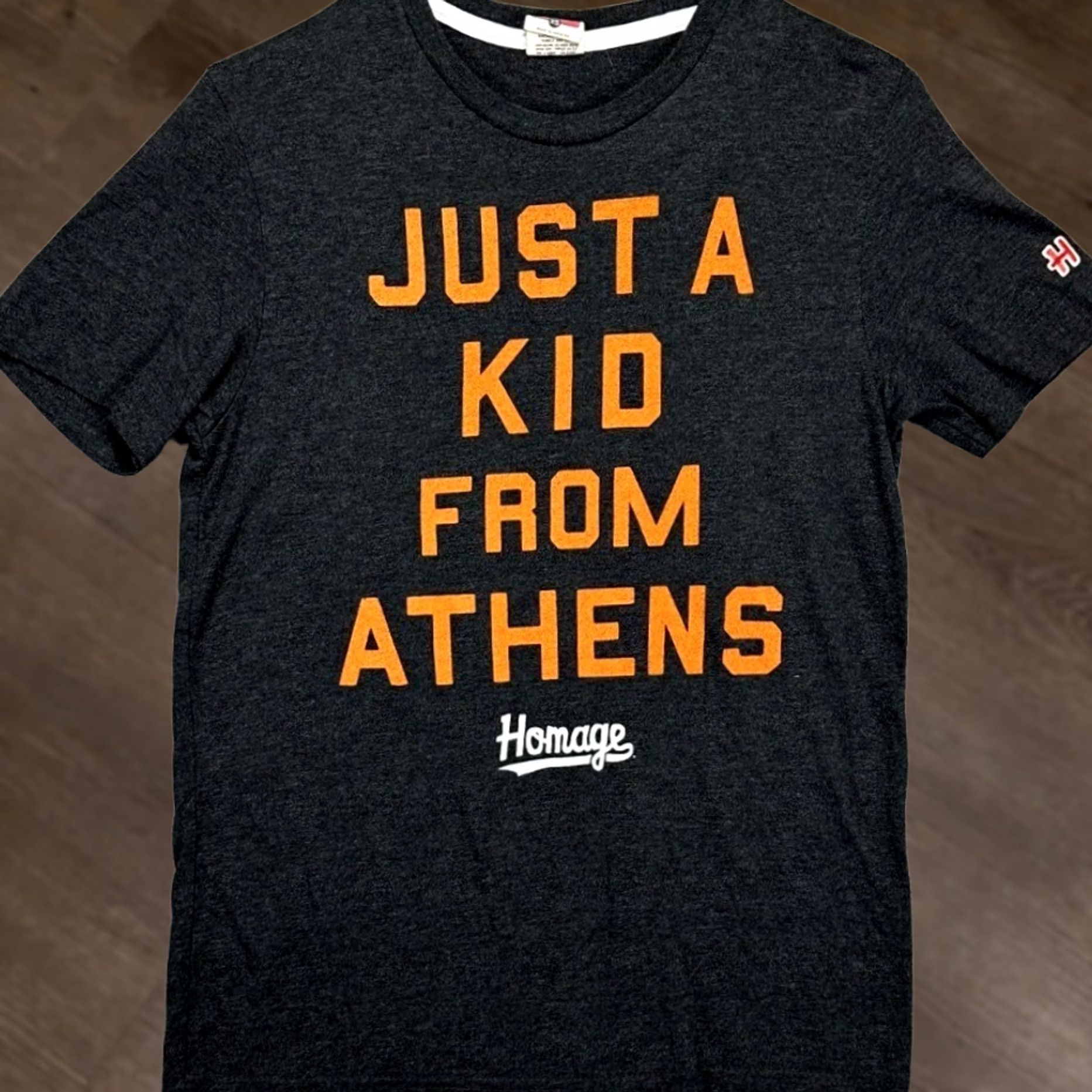 Vintage VINTAGE Homage T-Shirt Mens XS Grey Orange Just A Kid From Athens Tee Short Sleeve EUC Size US XS / EU 42 / 0 - 1 Thumbnail