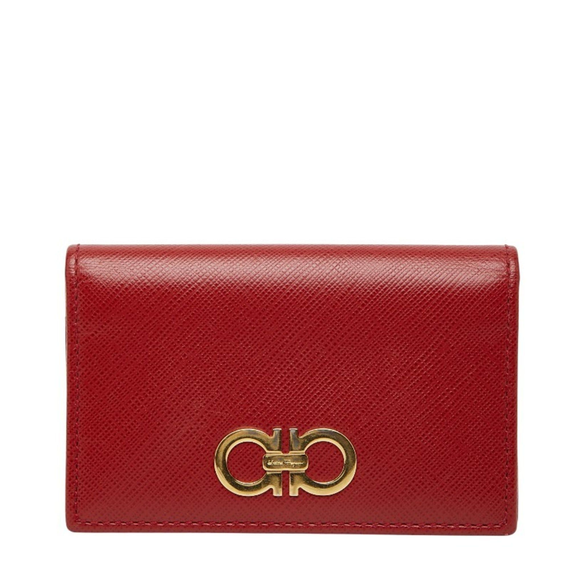 Salvatore Ferragamo Salvatore Ferragamo Gancini Business Card Case/Card Case/Pass Case Red Leather Women's Size ONE SIZE - 1 Thumbnail