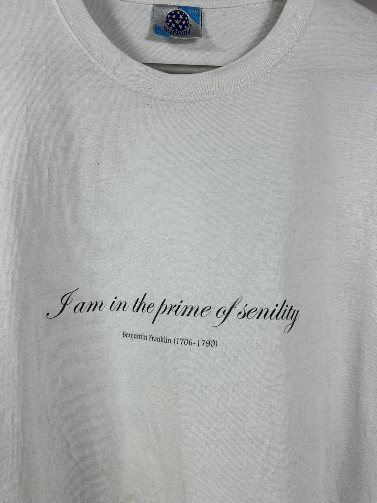 Vintage Benjamin Franklin “I am in the prime of senility” Phrase Tee Size US XL / EU 56 / 4 - 5 Thumbnail