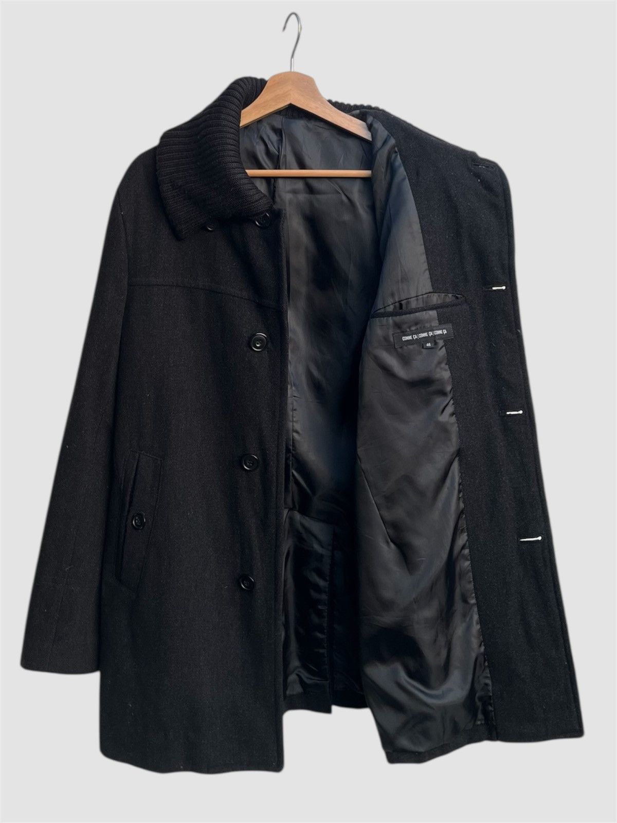 Comme Ca Ism Comme Ca Black Ribbed Collar Wool Blend Coat Size US S / EU 44-46 / 1 - 2 Thumbnail
