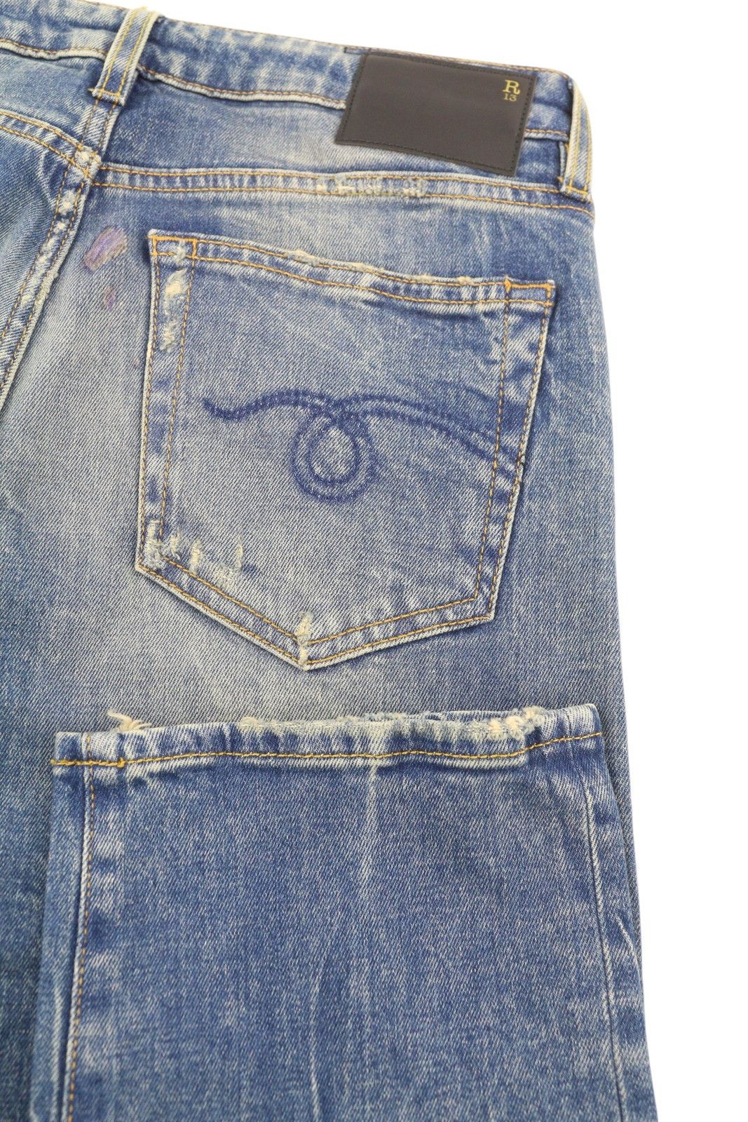 R13 BOY STRAIGHT 26 Kelly Stretch Ankle Washed Blue 85438 Size 26" / US 2 / IT 38 - 6 Thumbnail