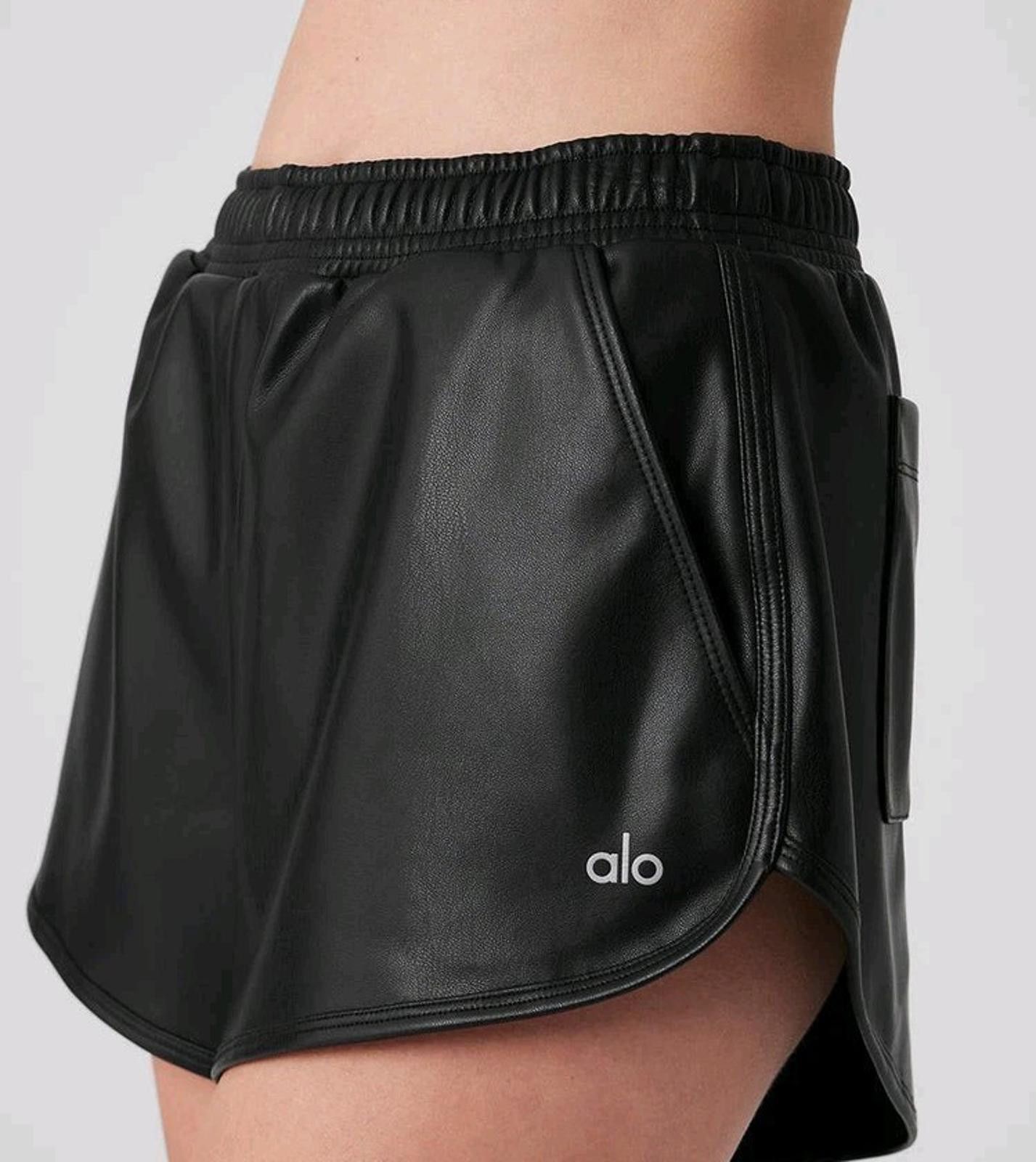 Alo Alo Yoga Faux Leather Power Hour Shorts Size Large Black NWT Size 36" / US 14 / IT 50 - 1 Thumbnail