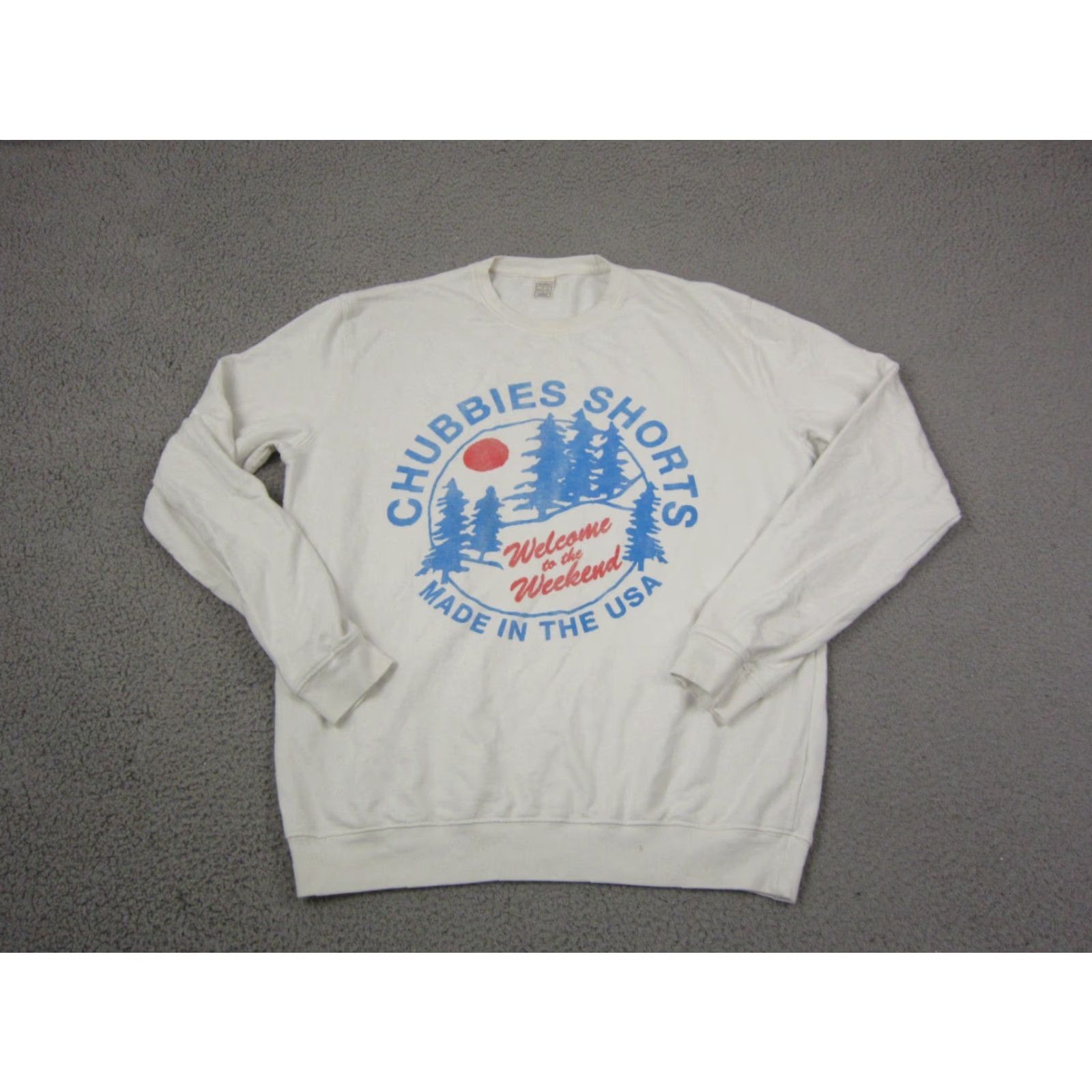 Chubbies Chubbies Sweatshirt Mens M White USA 90s Logo Pullover Fleece Cotton All Seasons Walking Style: Pullover Theme: 90s USA Mens Size US M / EU 48-50 / 2 - 2 Thumbnail