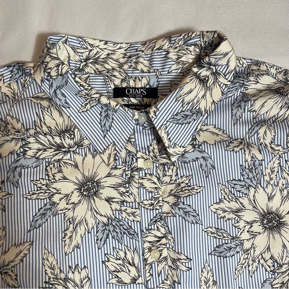 Chaps Chaps Floral Non Iron Long Sleeve Cotton Shirt Size 2X Size XXL / US 16-18 / IT 52-54 - 6 Thumbnail