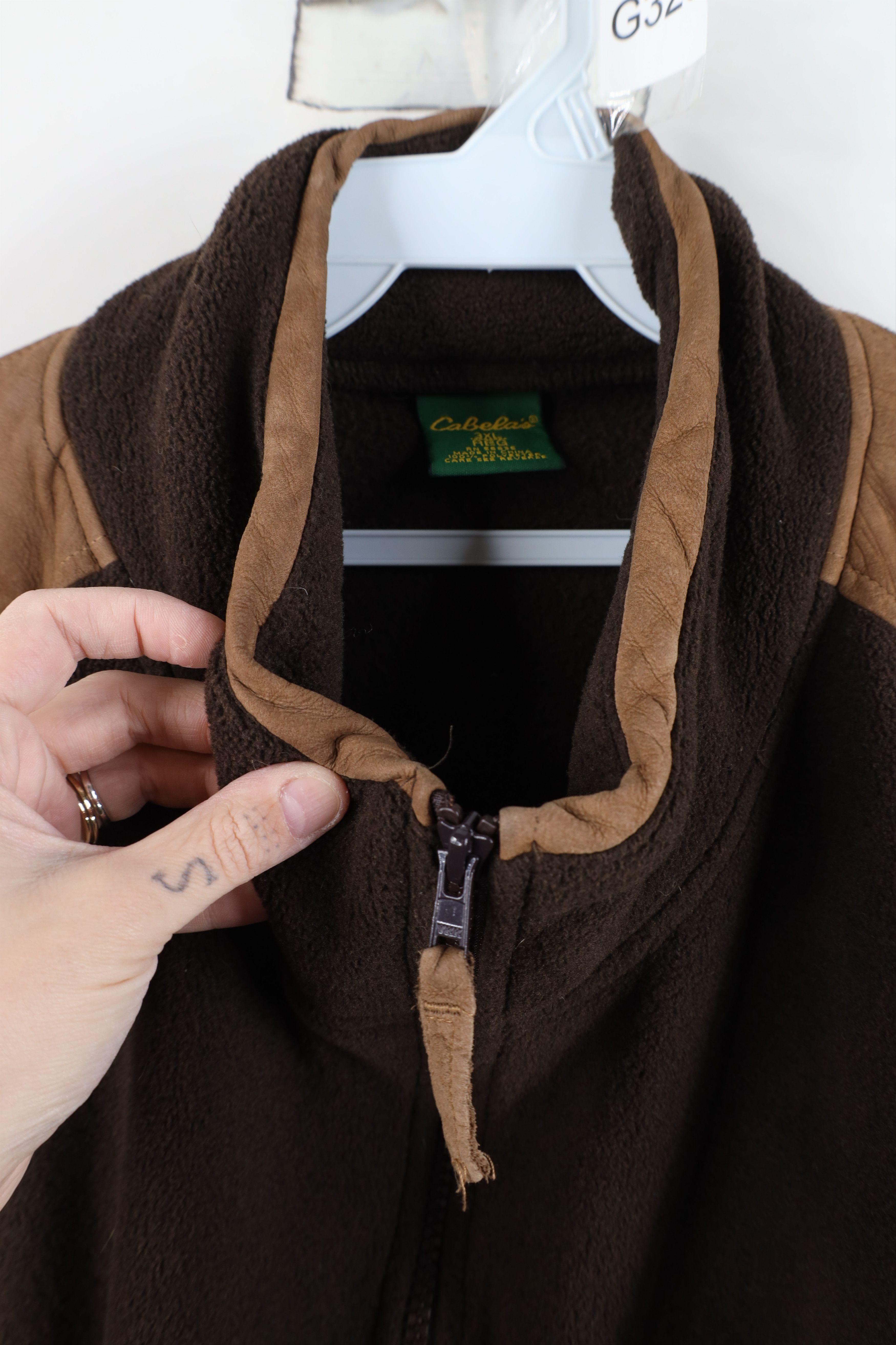 Cabelas Vintage 90s Cabelas Suede Leather Trim Zip Fleece Jacket Size US XXL / EU 58 / 5 - 10 Thumbnail