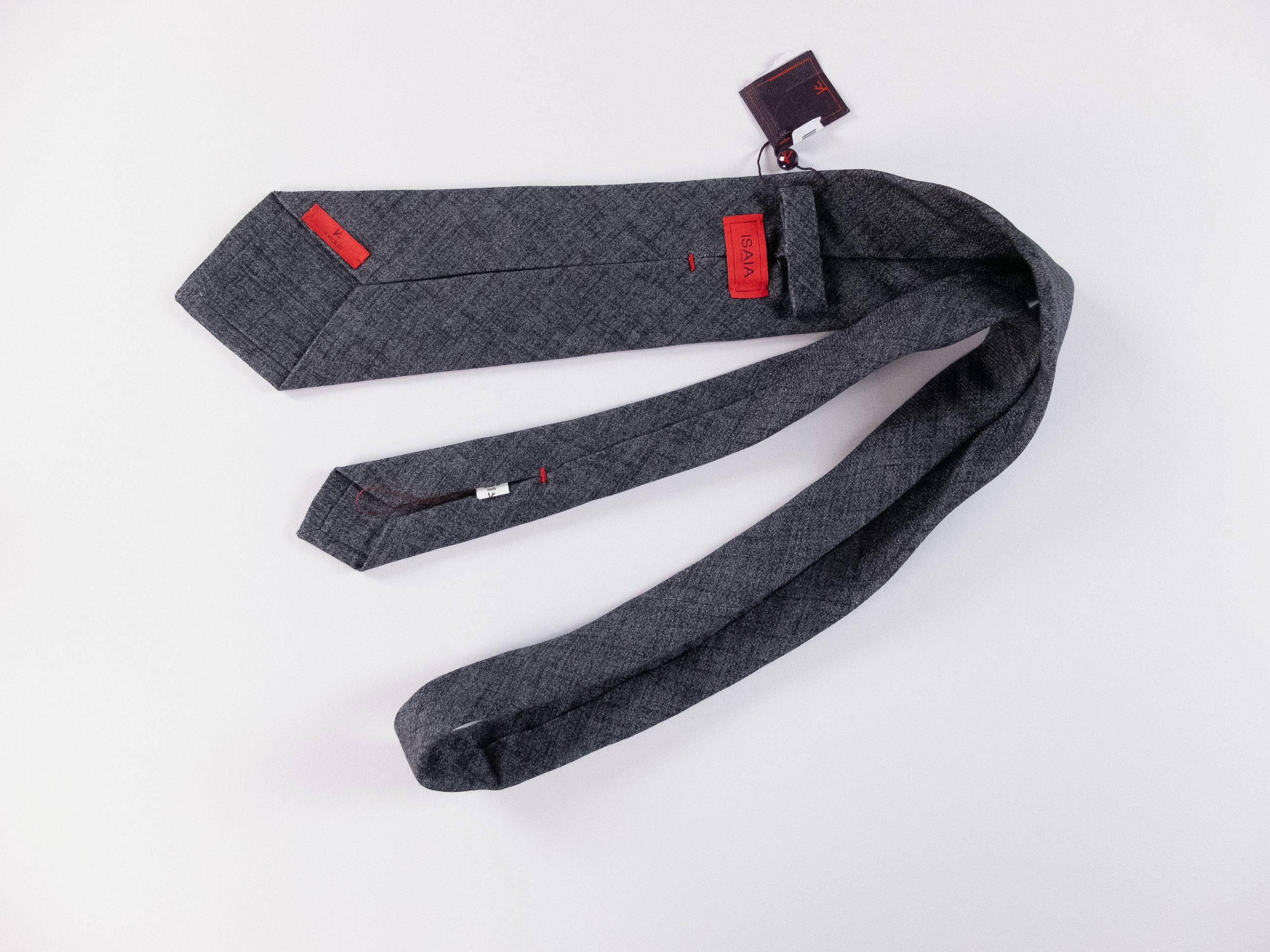 Isaia ISAIA Napoli gray 7 fold wool silk blend tie authentic NWT Size ONE SIZE - 5 Thumbnail