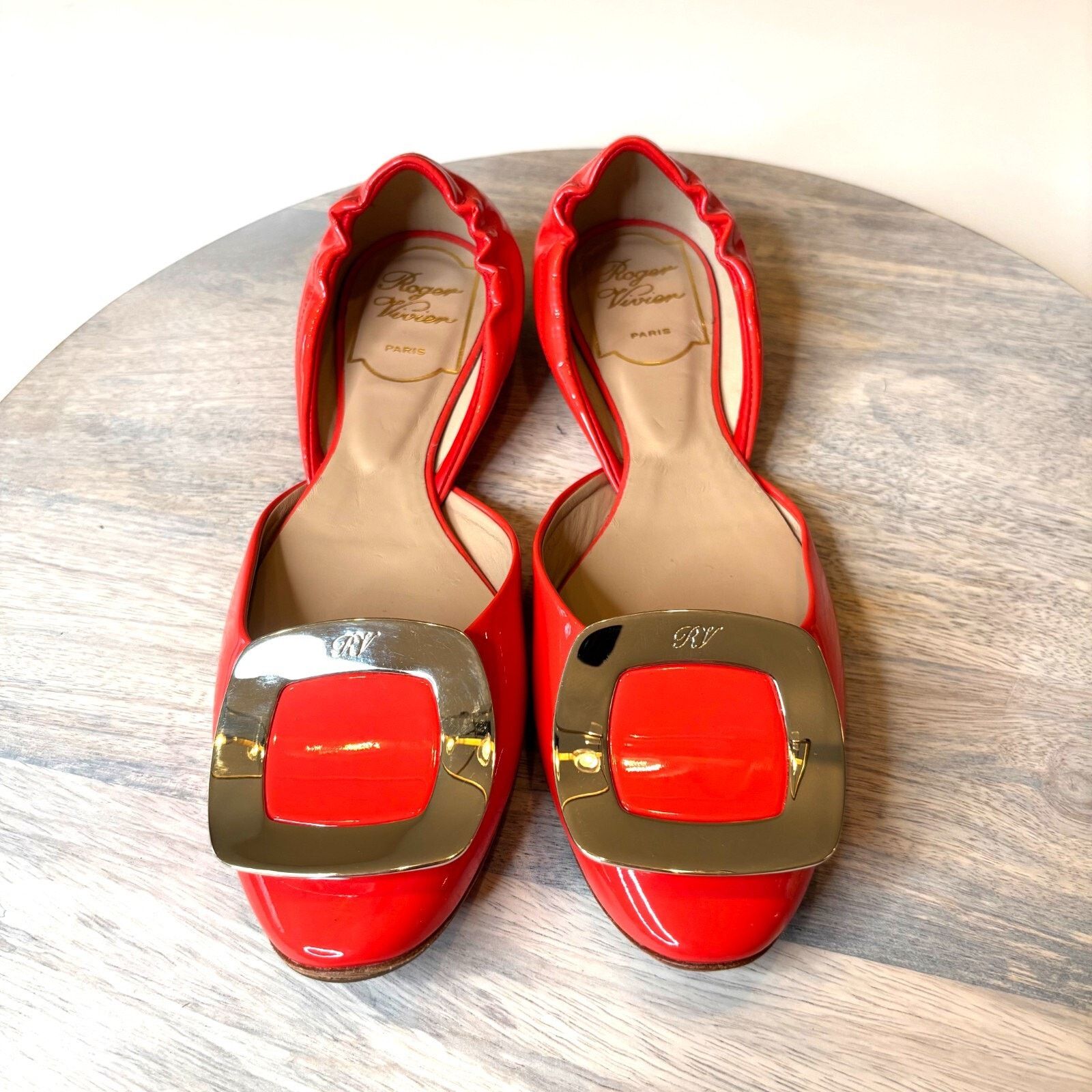 Roger Vivier Roger Vivier Women's Red Orange Ballet Flats Italy US Size 5 Size US 5 / IT 35 - 2 Thumbnail