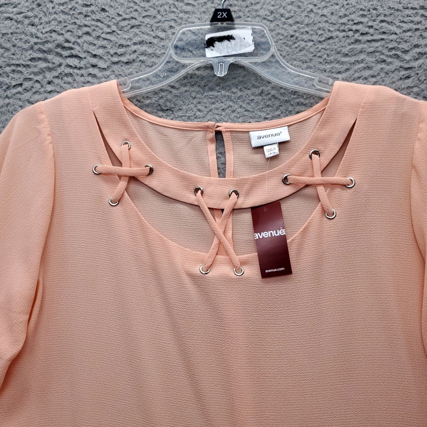 Avenue Avenue Womens Blouse Orange 14/16 Stretch Pullover Round Neck 3/4 Sleeve Lightweight Casual Shirt Size XL / US 12-14 / IT 48-50 - 3 Thumbnail
