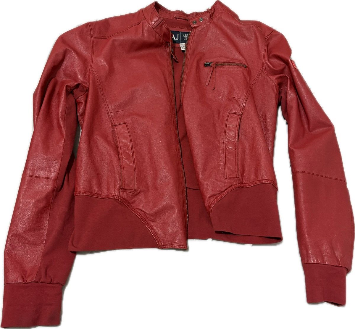 Emporio Armani Red Leather Jacket Emporio Armani Size US S / EU 44-46 / 1 - 1 Thumbnail