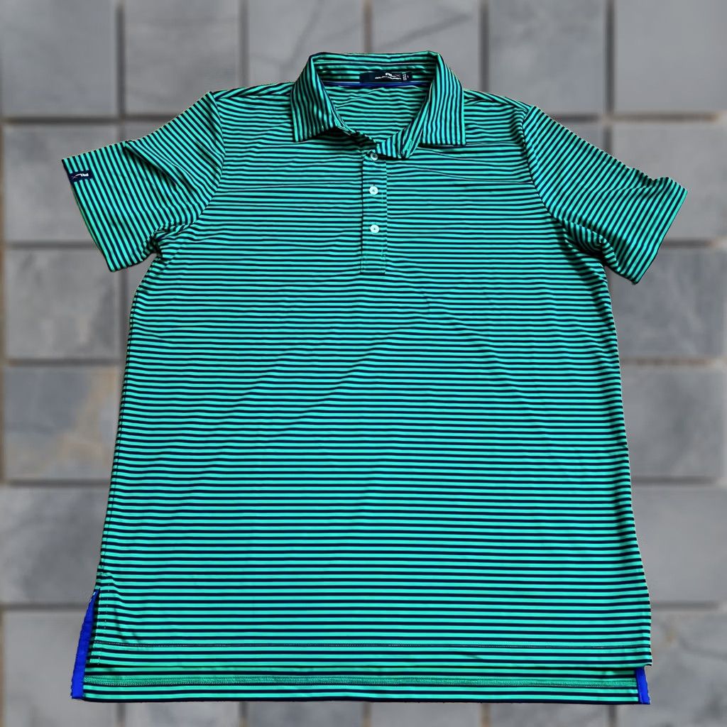 RLX Ralph Lauren RLX Ralph Lauren Polo Shirt Mens Large Performance Stripe Blue Green Golf Size US L / EU 52-54 / 3 - 1 Thumbnail