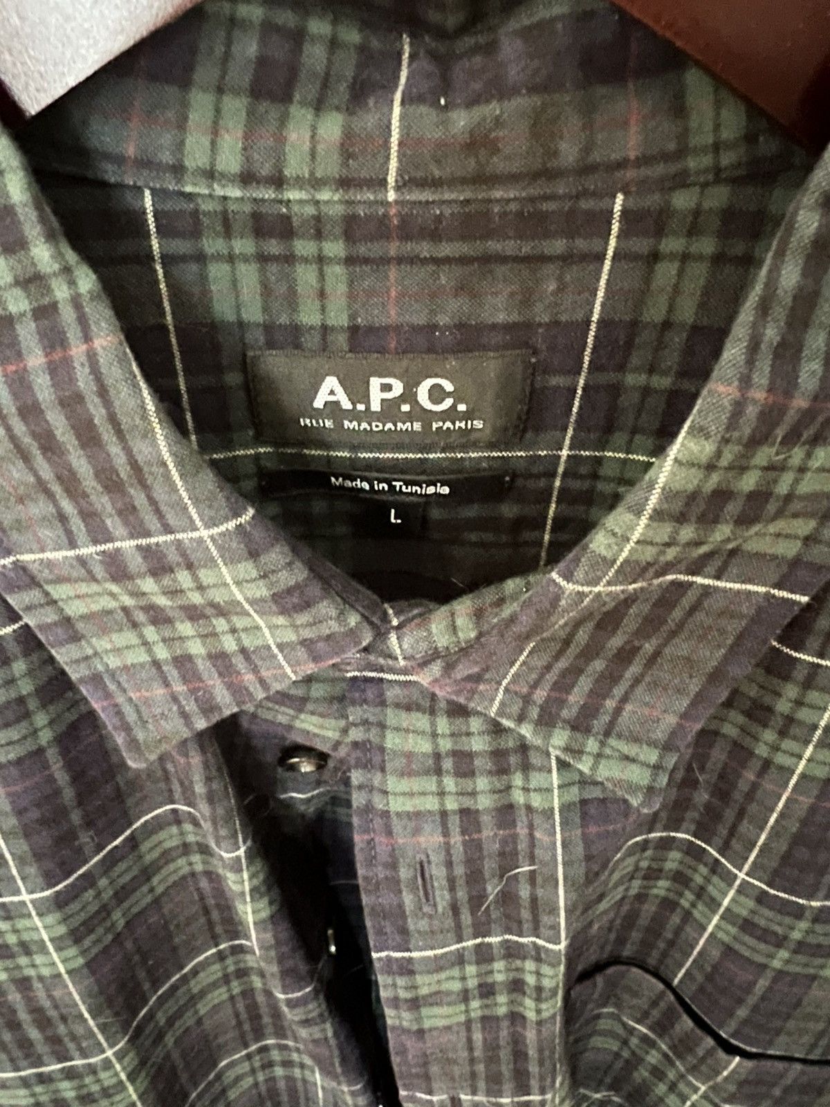 A.P.C. Green Plaid Shirt Size US L / EU 52-54 / 3 - 2 Thumbnail