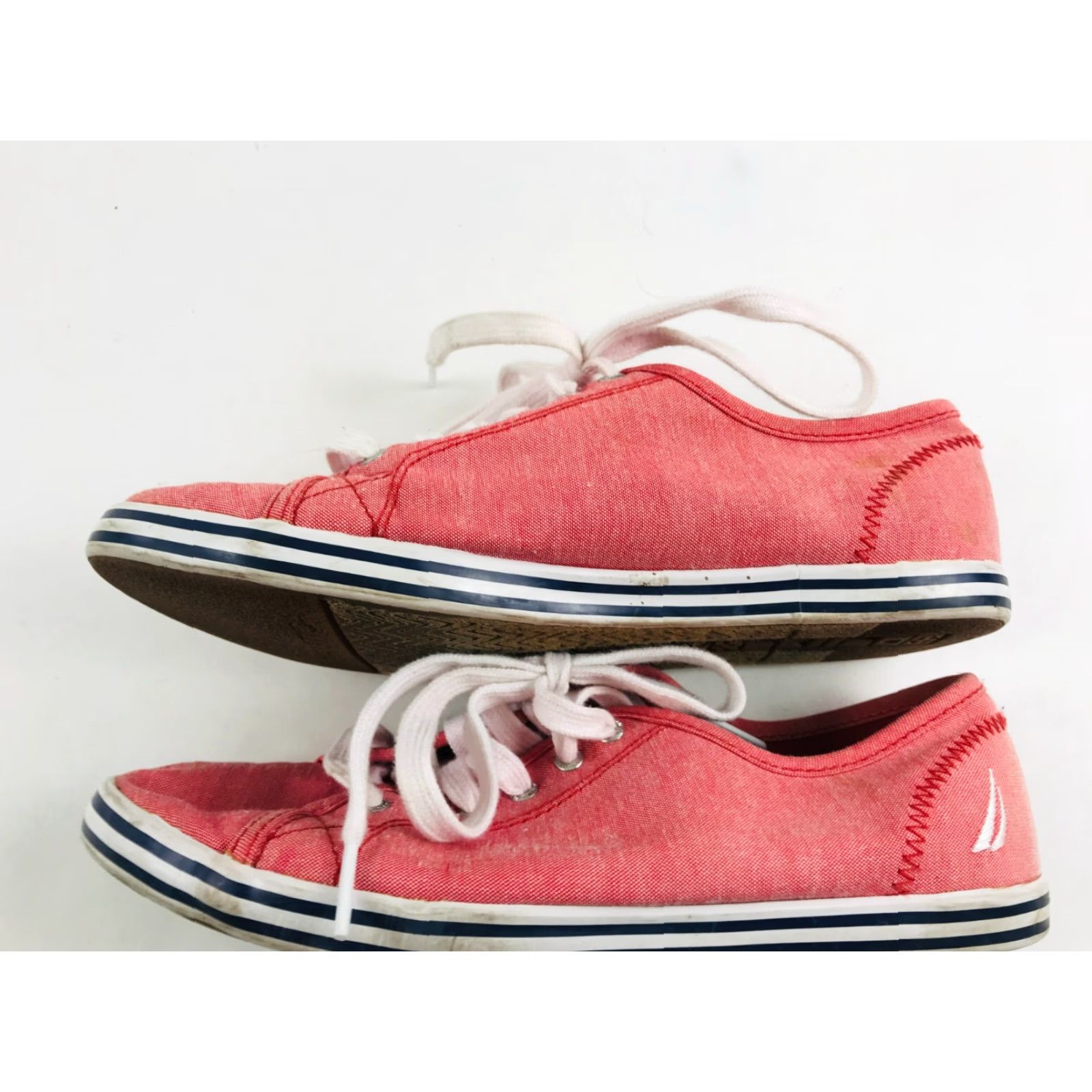 Nautica Nautica Shoes Women's Size 8 Red Lace Up Flat Canvas Sneakers Low Top Logo EMB Size M / US 6-8 / IT 42-44 - 6 Thumbnail