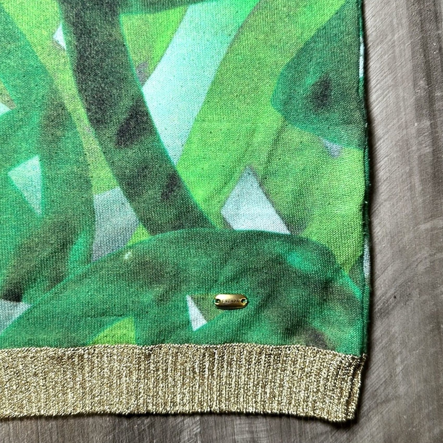 Escada ESCADA Green Leaf Viscose Blend Sleeveless Top Medium Tank Women XS? Size M / US 6-8 / IT 42-44 - 3 Thumbnail
