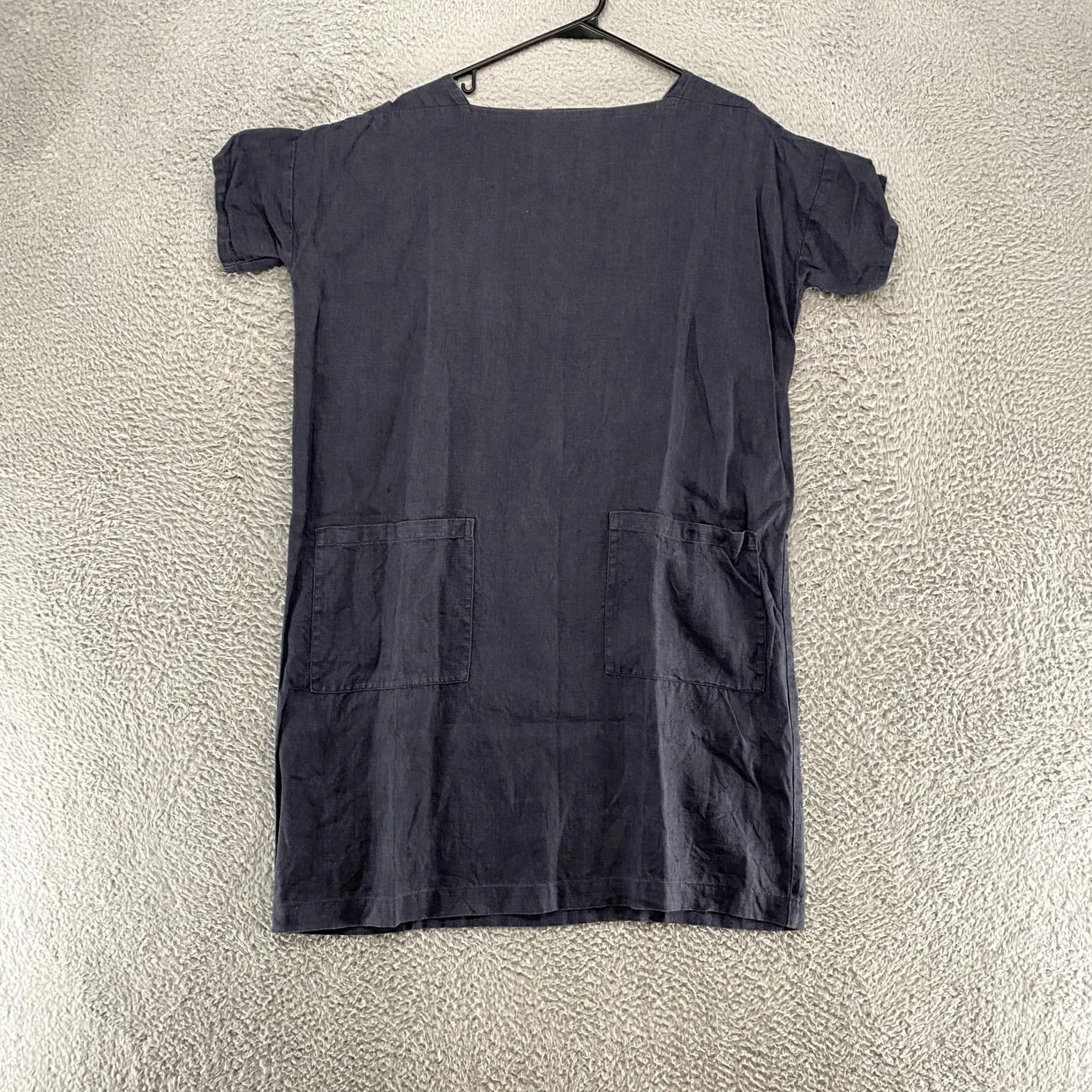 Vintage Not Perfect Linen Dress Womens One Size Blue Linen Shift Pockets Lagenlook Size ONE SIZE - 2 Thumbnail
