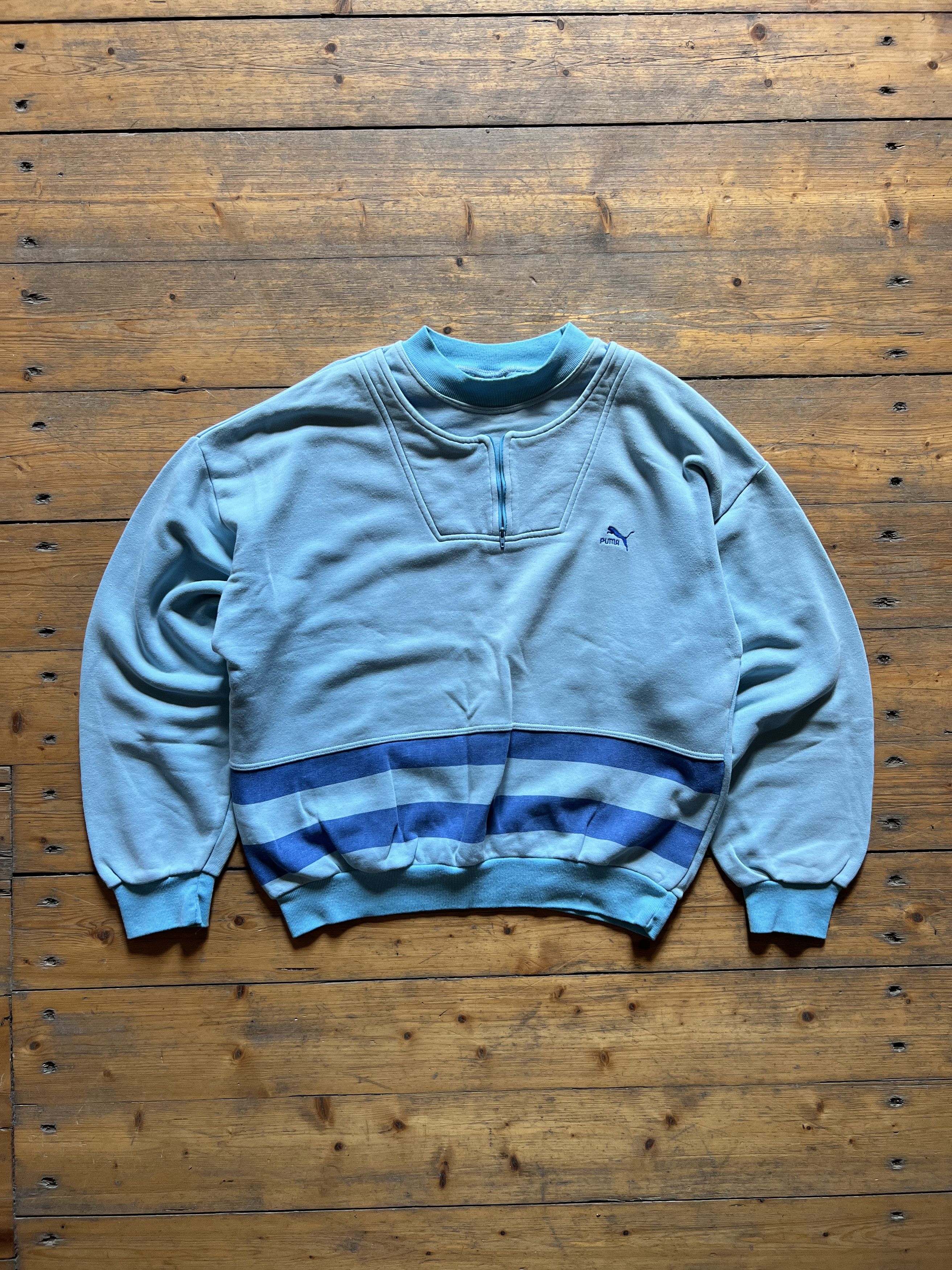 Vintage Puma Retro Double Zip Neck 1980s Sweatshirt Size US M / EU 48-50 / 2 - 1 Thumbnail