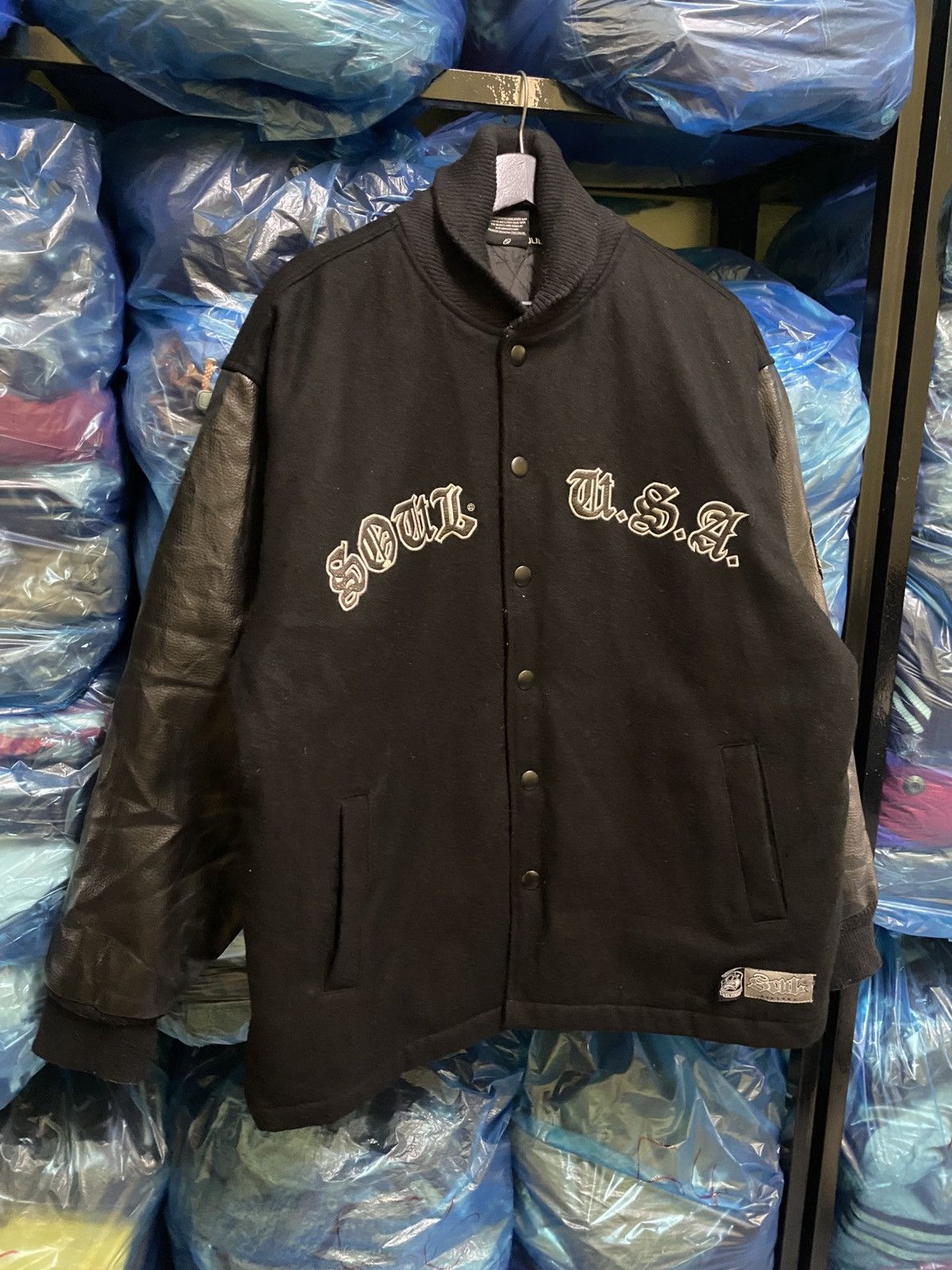 Sol Angeles Soul USA Los Angeles Black Varsity Jacket - Vintage Style Size US L / EU 52-54 / 3 - 5 Thumbnail
