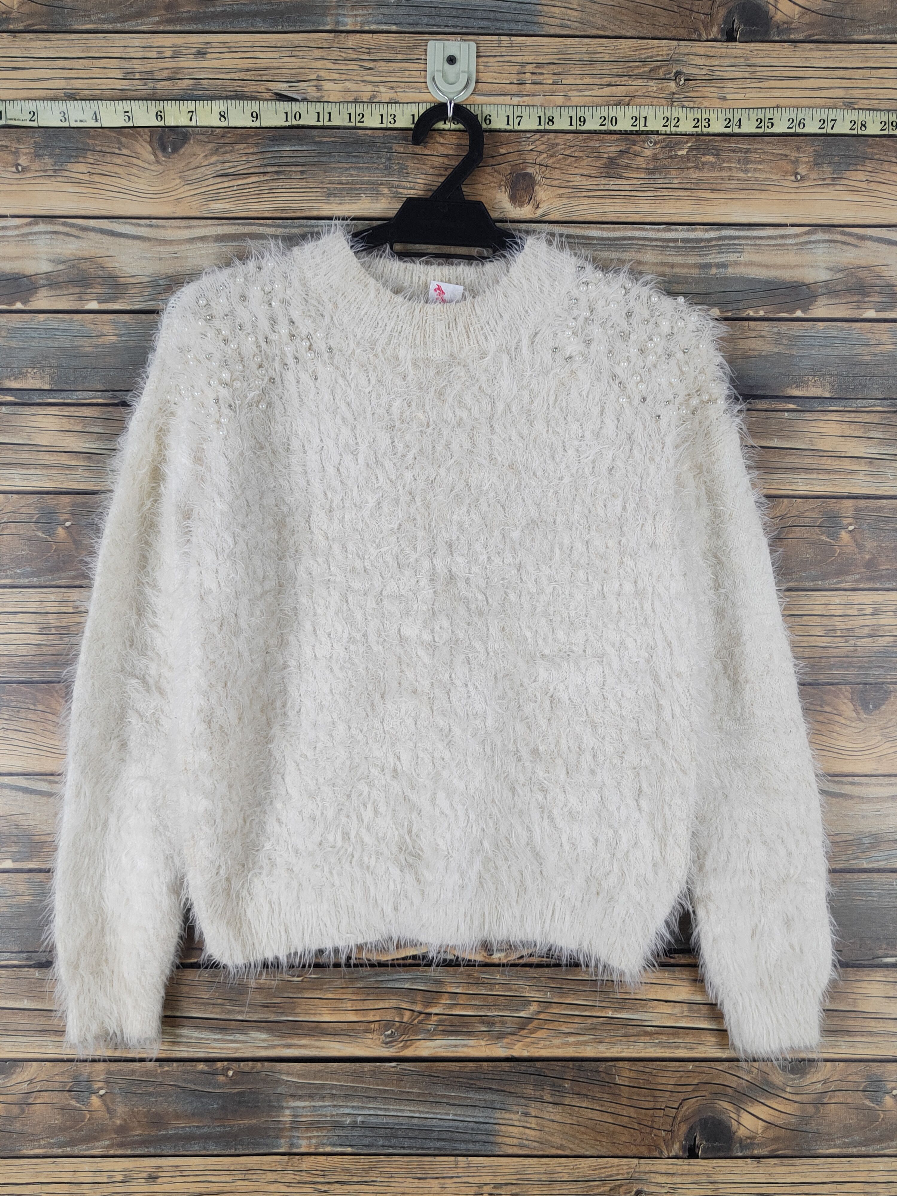 Japanese Brand Valleygirl Ivory Shag Shaggy Fur Mohair Knitwear #W1642 Size S / US 4 / IT 40 - 1 Thumbnail