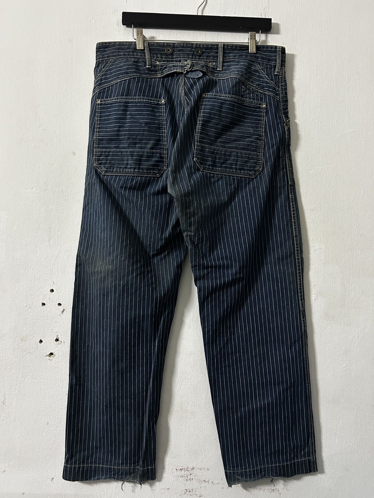 Schott Perfecto by schott Wabash jacquard stripe faded denim pants Size US 35 - 7 Thumbnail