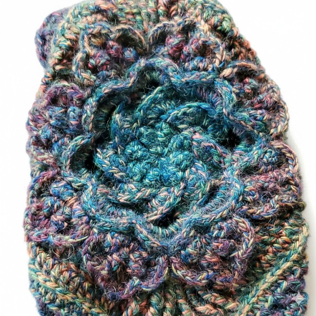 Handmade Handmade 4x6" Crochet Bracelet Purse Wood Wool Nylon Flower Size ONE SIZE - 7 Thumbnail