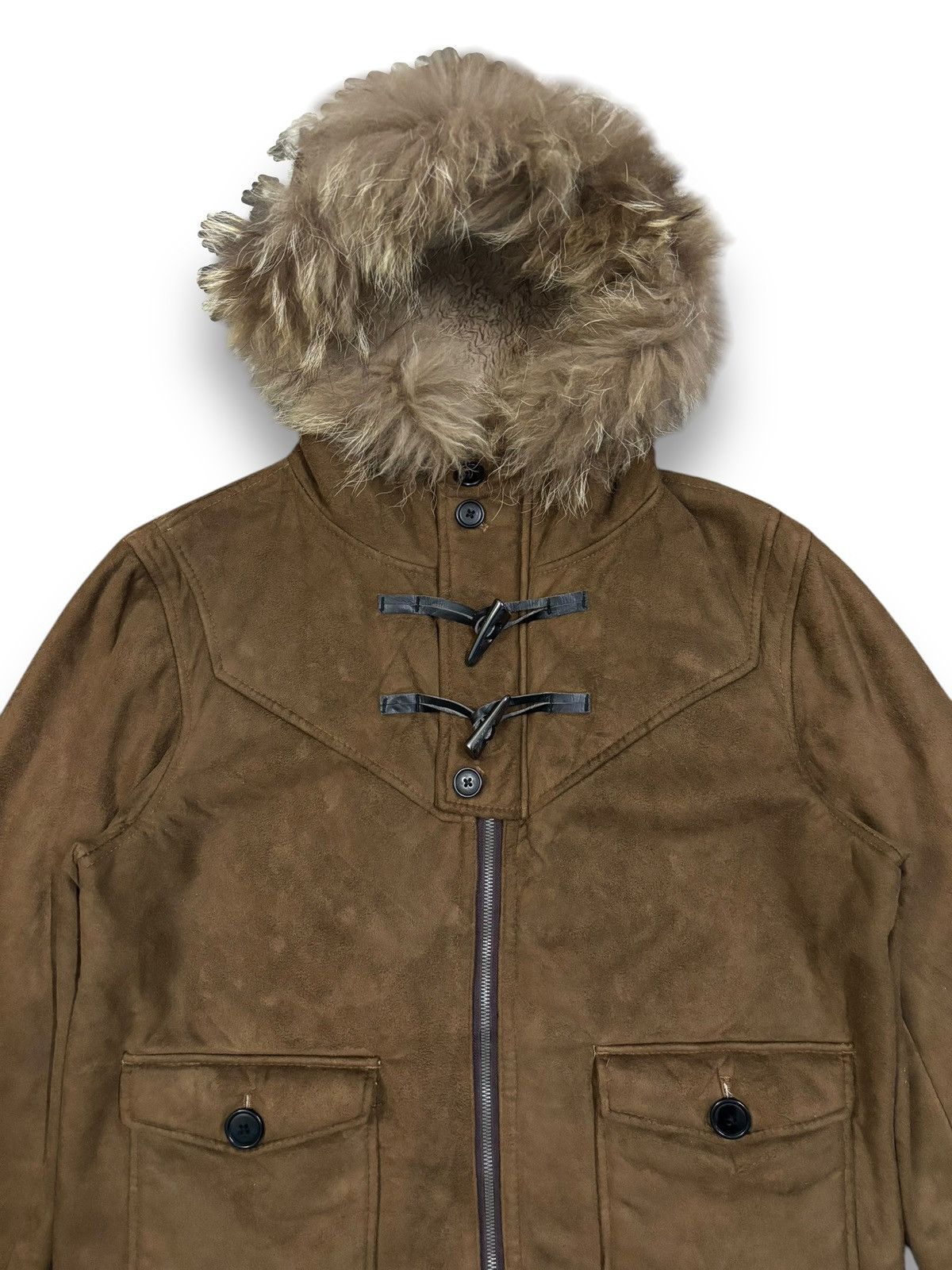 If Six Was Nine Semantic Design Faux Suede Raccoon Fur Hooded Punk Jacket Size US M / EU 48-50 / 2 - 4 Thumbnail