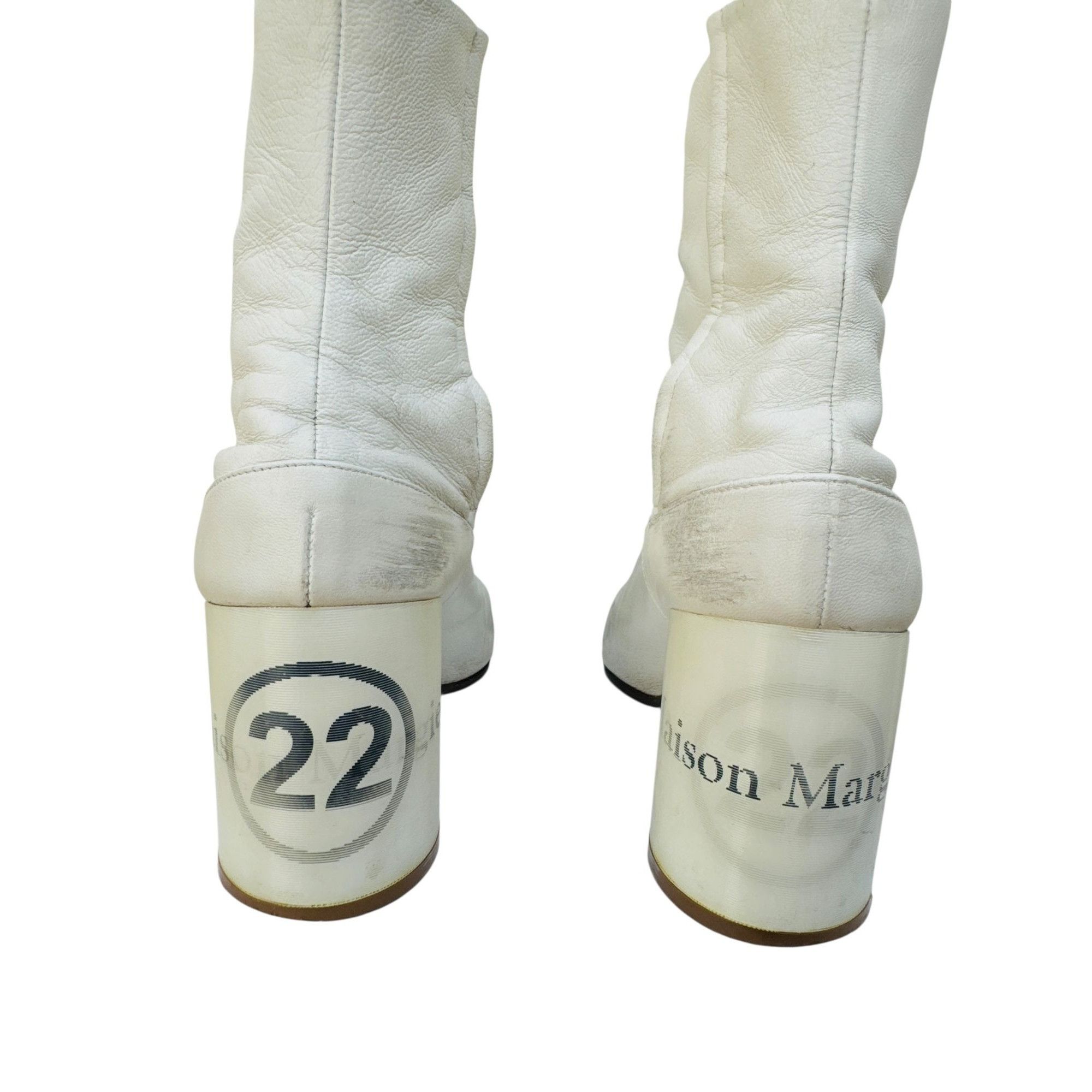 Maison Margiela White Leather Tabi Boots Size US 7 / IT 37 - 3 Thumbnail