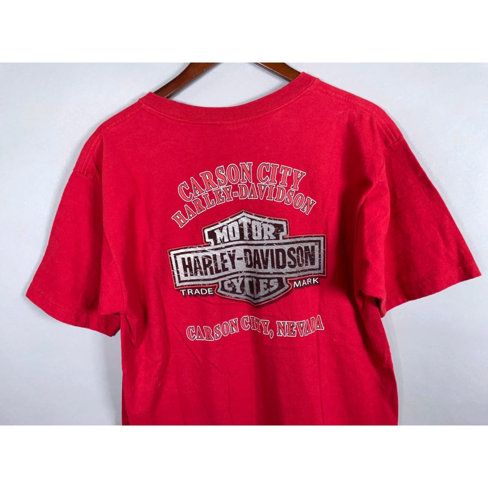Harley Davidson Vintage Harley-Davidson T-Shirt Adult Large Red Logo Graphic Print Motorcycle Biker Nevada 2007 Size US L / EU 52-54 / 3 - 7 Thumbnail