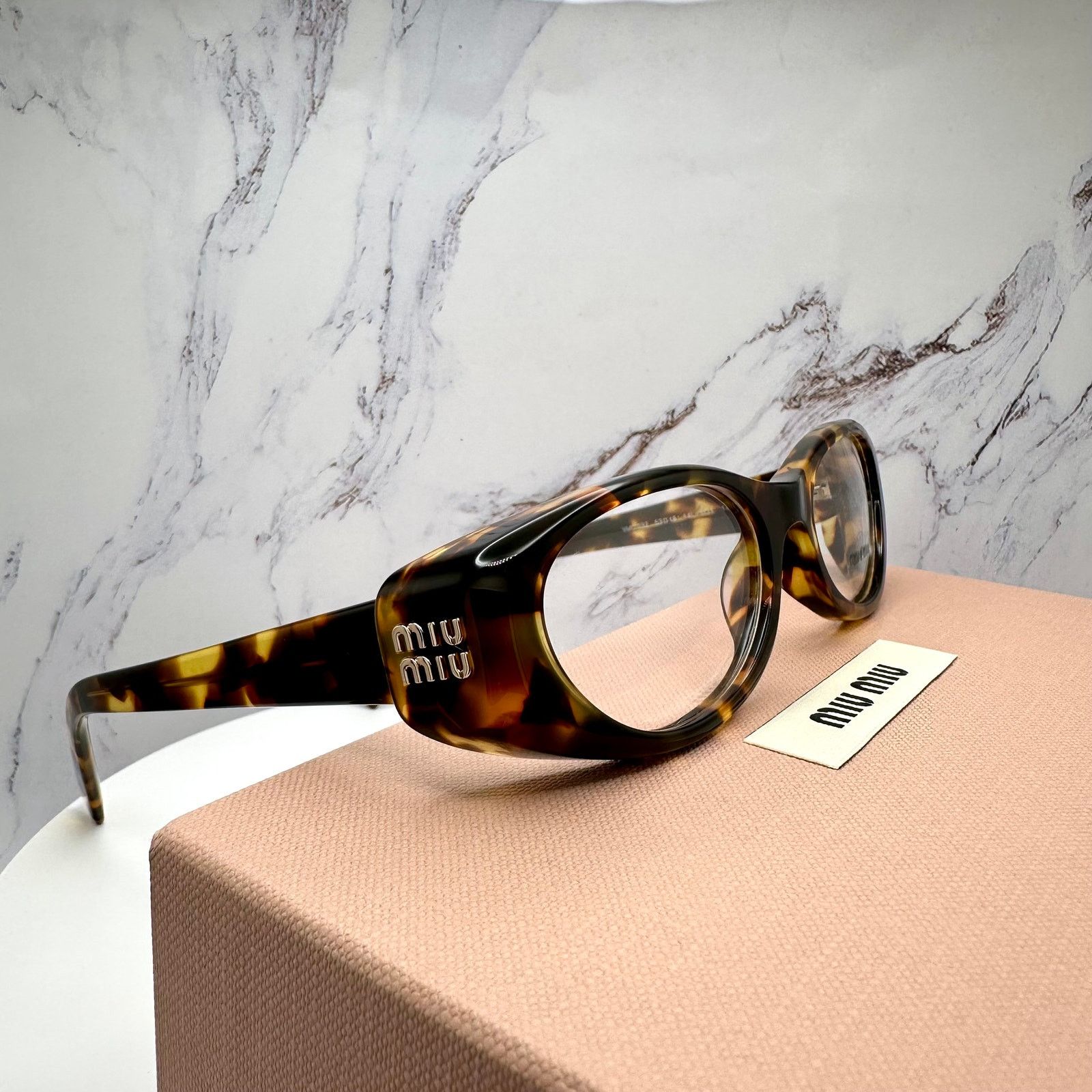 Miu Miu New MIU MIU Eyeglasses Brown Oval 53 Honey Havnana Rx-able Size ONE SIZE - 9 Thumbnail