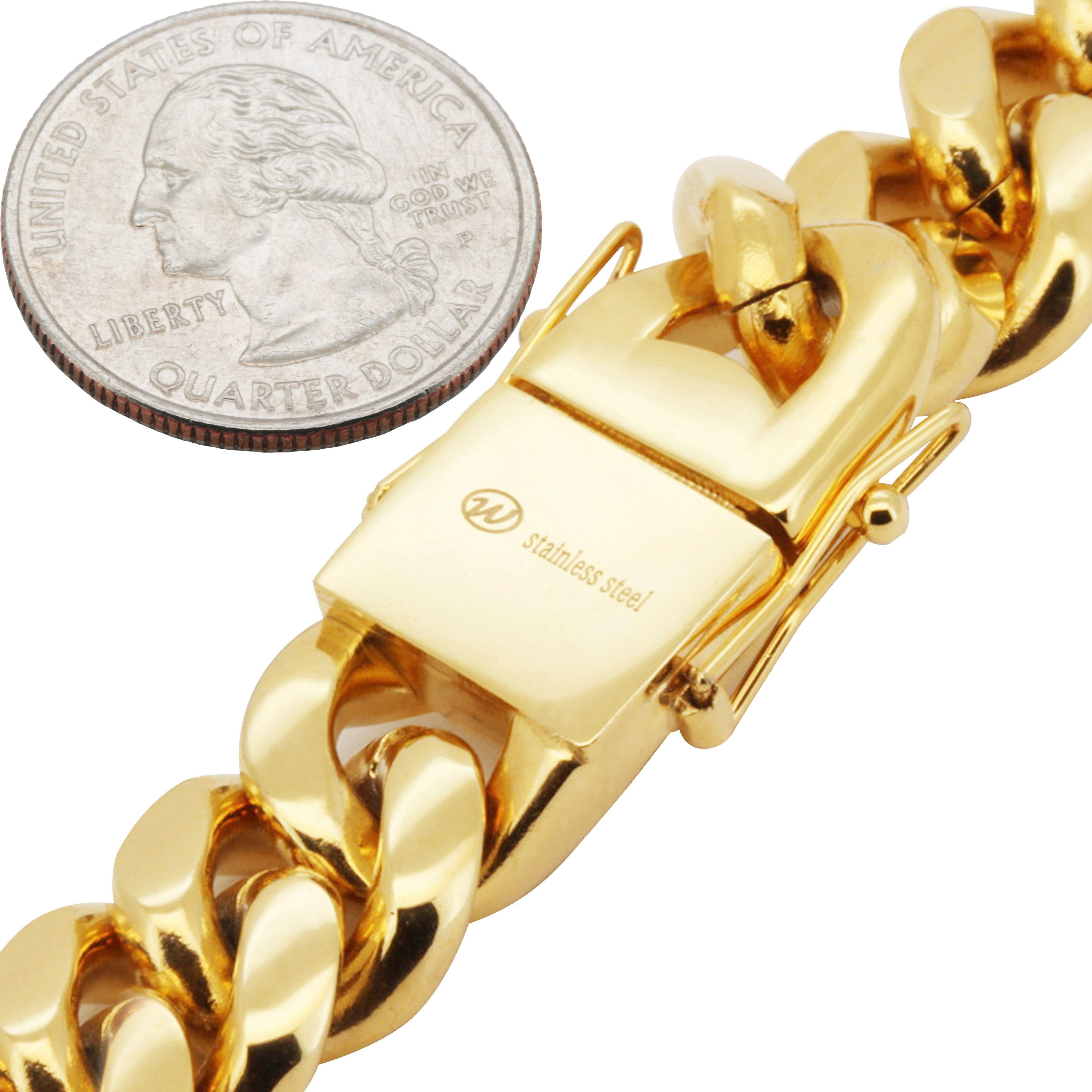 Other 316L SS 18k GP 14mm Miami Cuban Link Chain Necklace 24" Size ONE SIZE - 3 Thumbnail