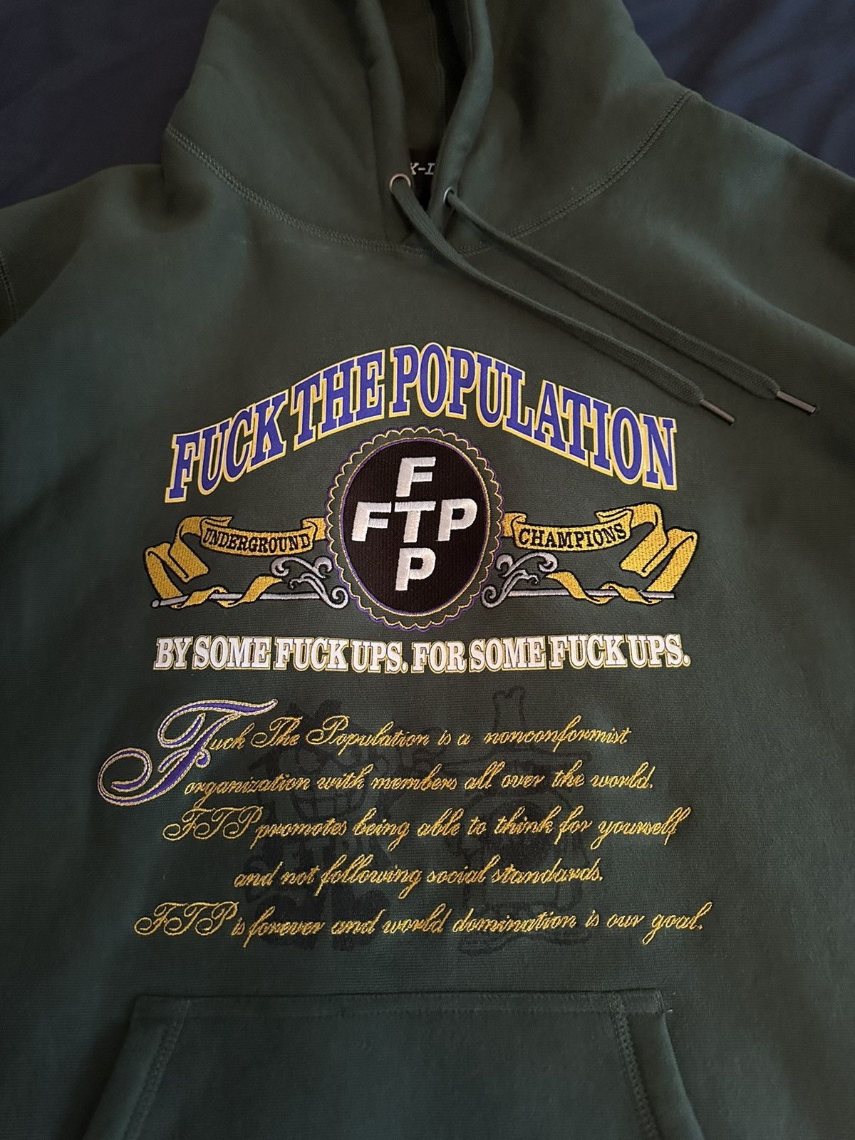 Fuck The Population FTP Souvenir Pullover Hoodie Green Size 2XL Size US XXL / EU 58 / 5 - 2 Thumbnail
