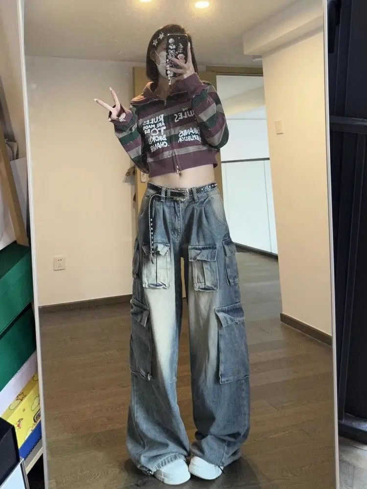 Japanese Brand × Vintage Jean women y2k baggy Multi-pocket design high-street cargo Size 25" / US 0 / IT 36 - 7 Thumbnail
