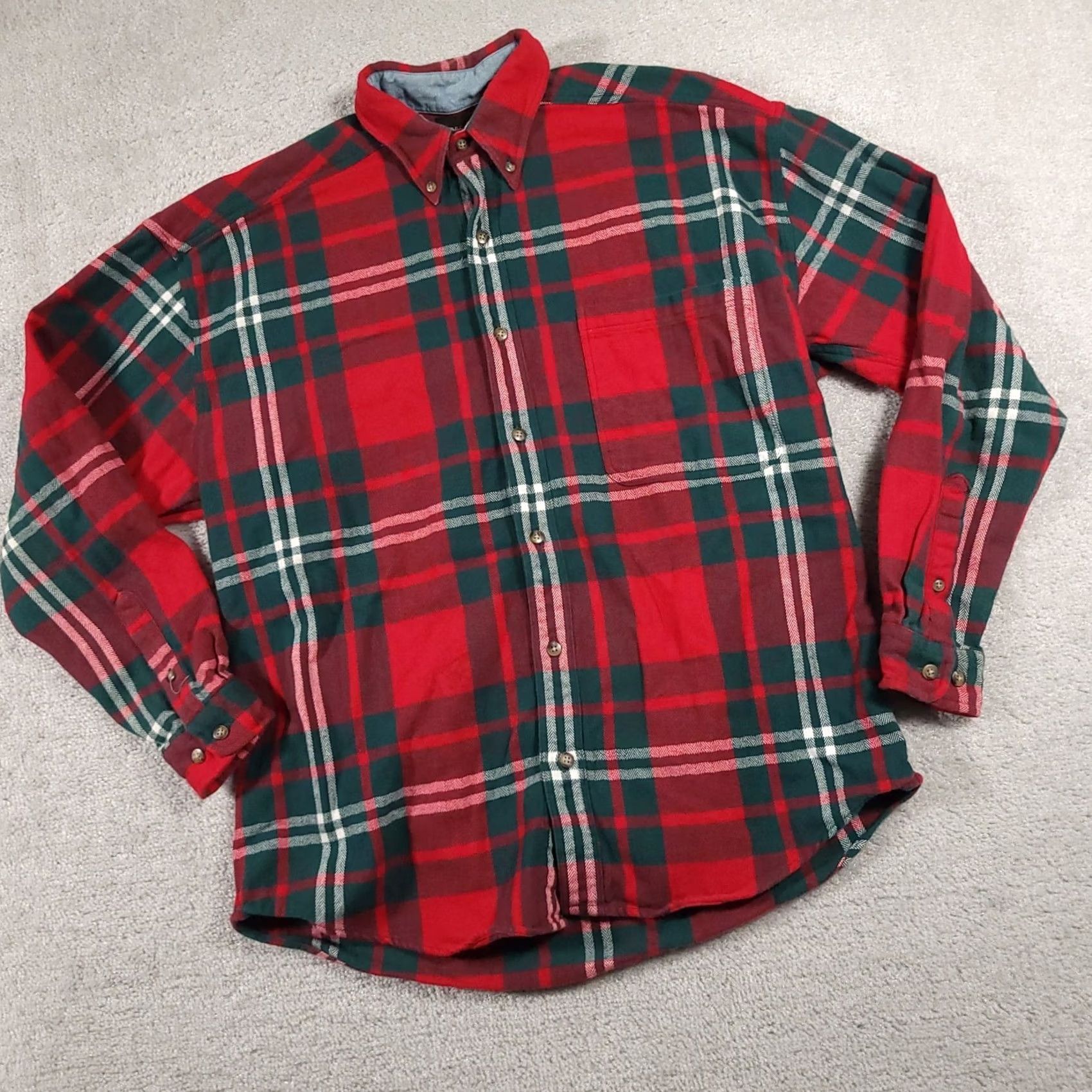 Vintage VINTAGE Structure Button Down Shirt Mens M Plaid Flannel Shacket Workwear Cabin Red Cotton Winter Spring Fall Size US M / EU 48-50 / 2 - 2 Thumbnail