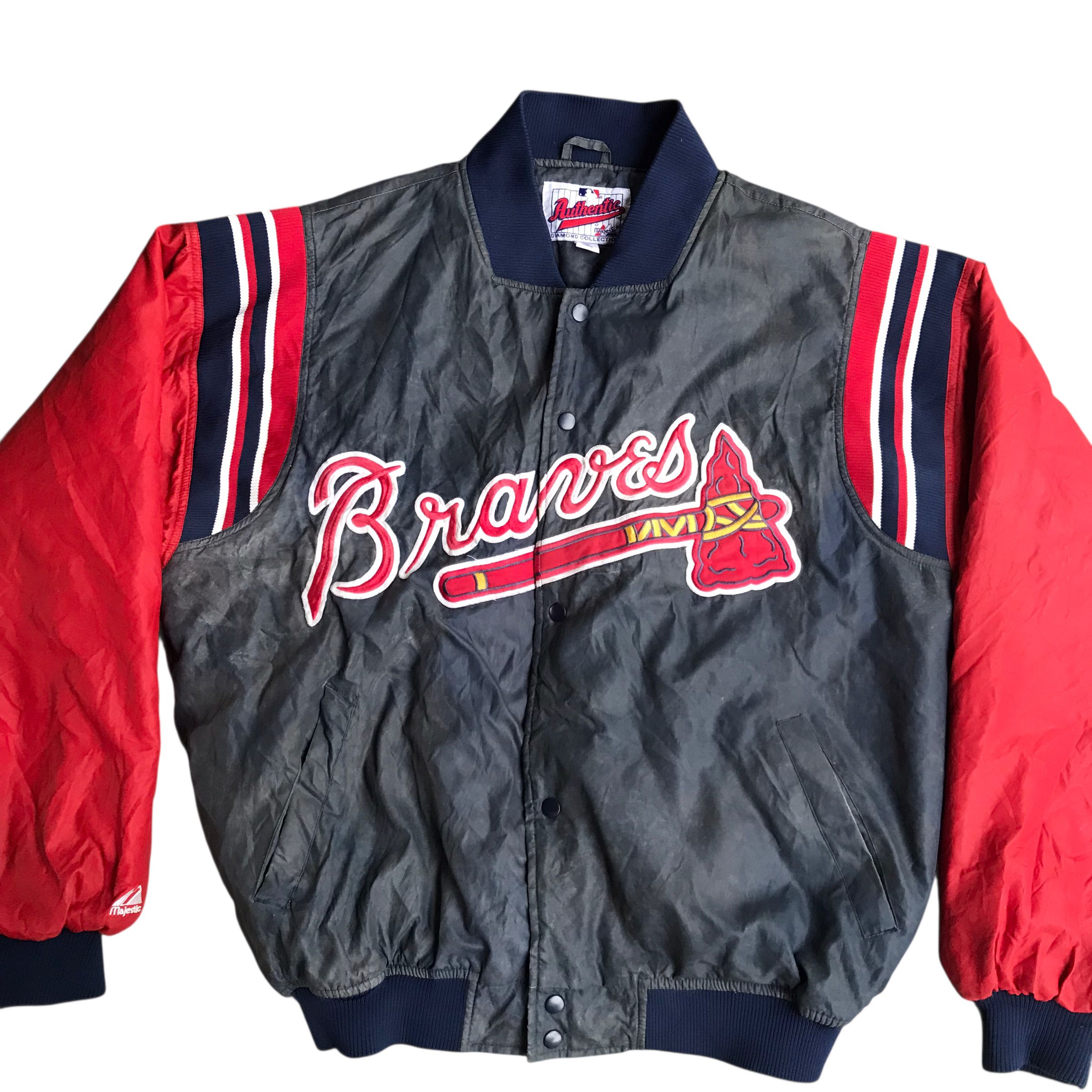 MLB Majestic Rare 90s Atlanta Braves MLB Bomber Sun Faded Size US XL / EU 56 / 4 - 10 Thumbnail