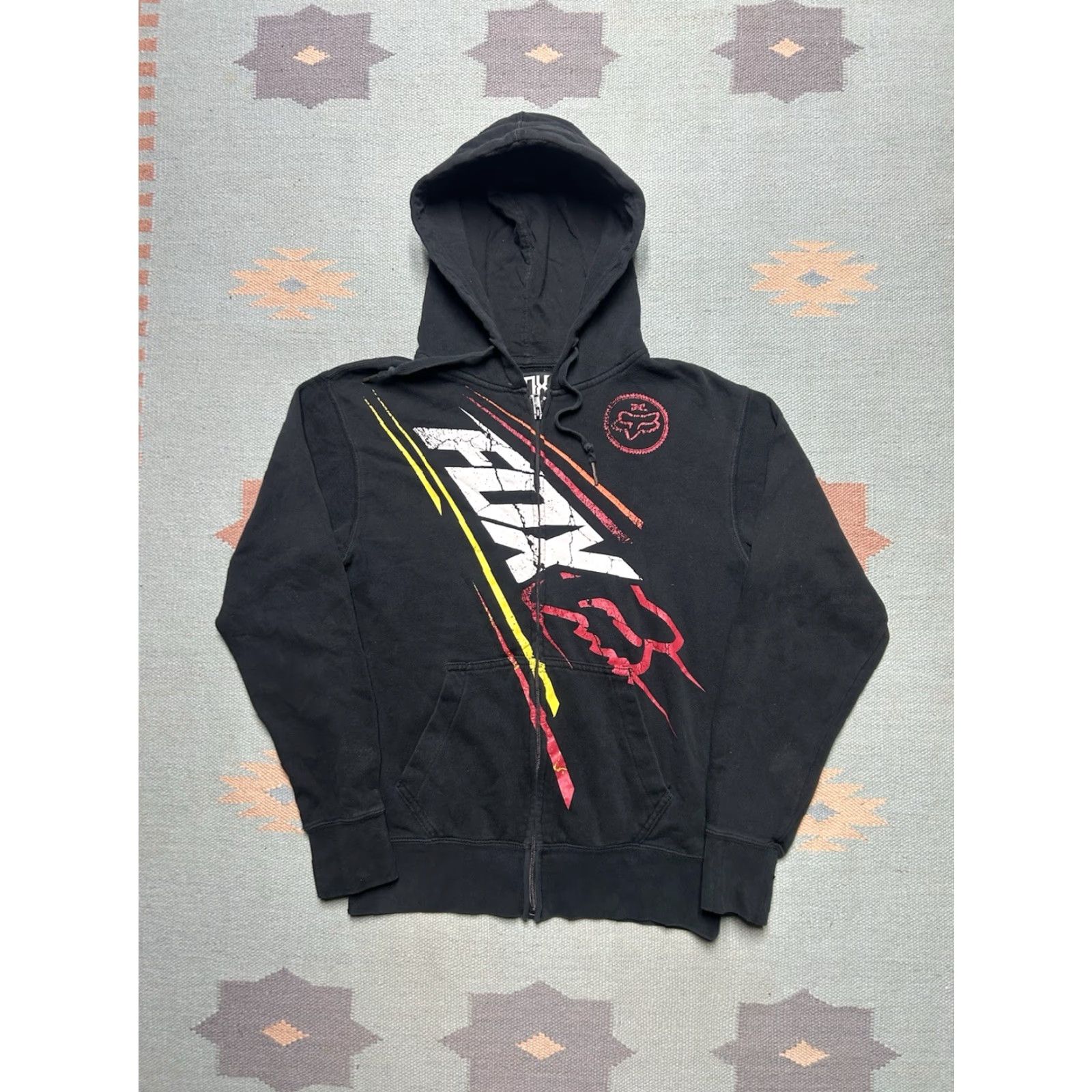 Fox Racing VINTAGE Fox Racing Hoodie Full Zip Black Grunge Logo Skater Small Men's S Size US S / EU 44-46 / 1 - 2 Thumbnail